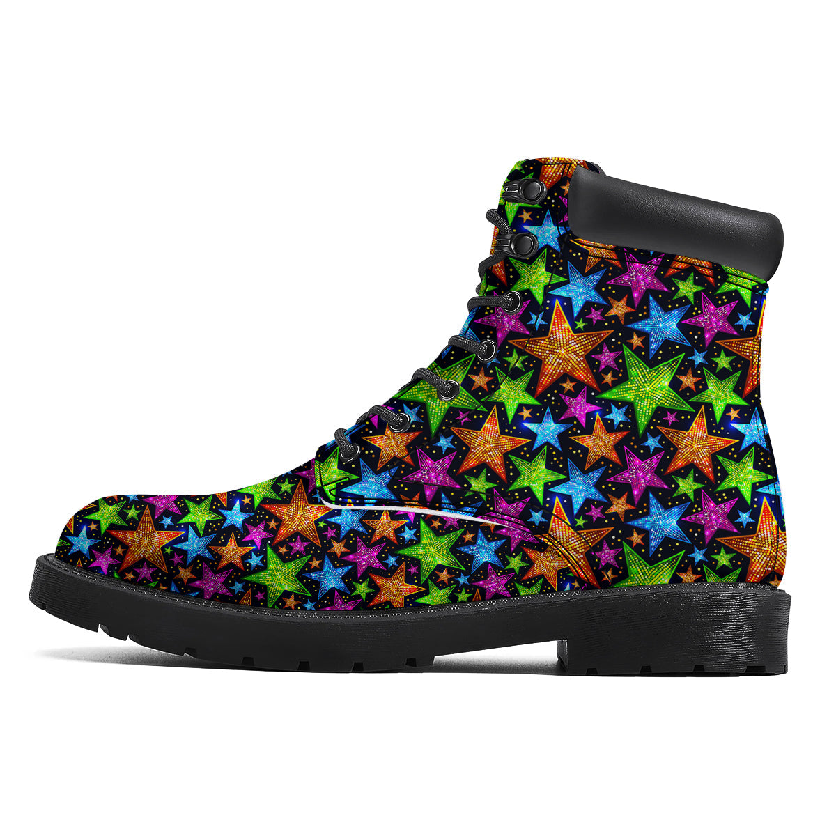 Star Disco Sparkles Print Pattern Boots-grizzshop