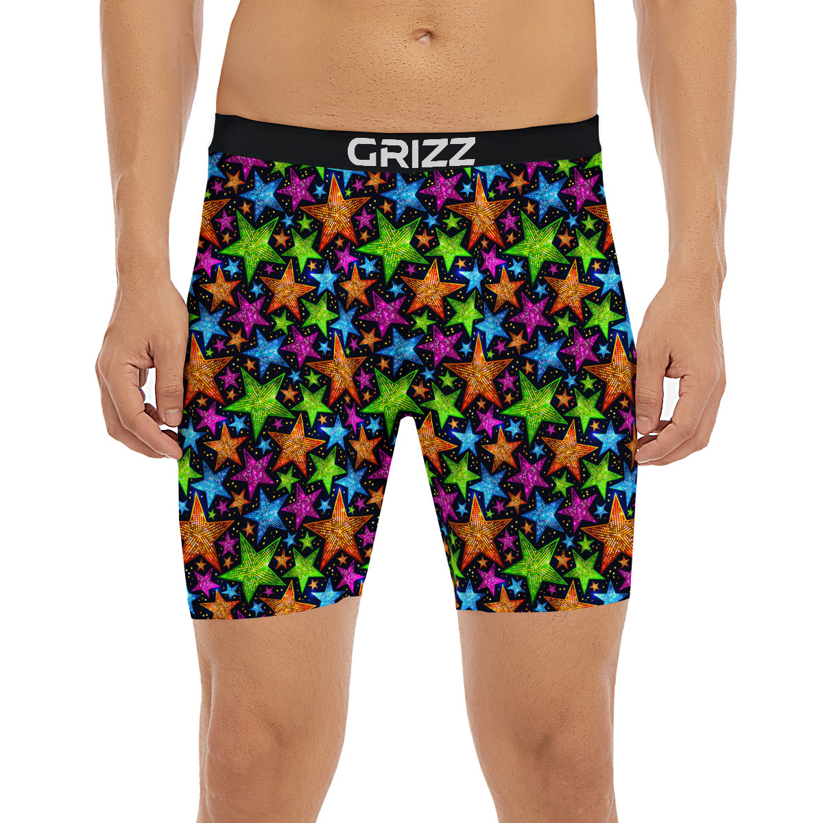 Star Disco Sparkles Print Pattern Boxer Briefs-grizzshop