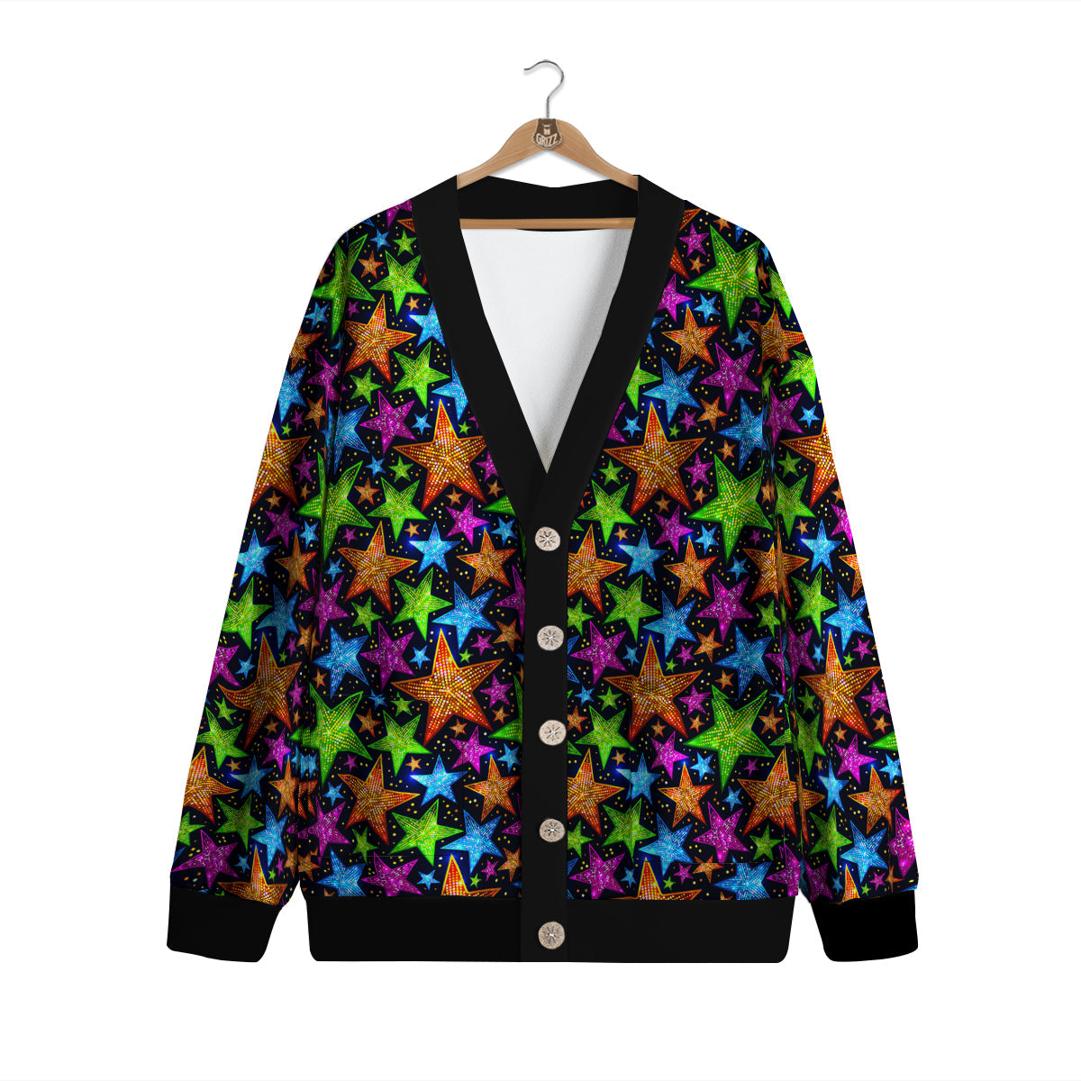 Star Disco Sparkles Print Pattern Cardigan-grizzshop
