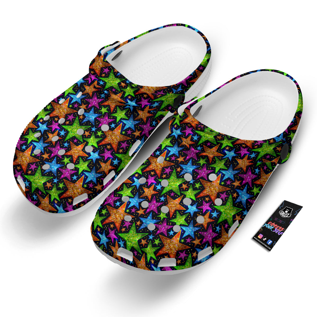 Star Disco Sparkles Print Pattern Clog-grizzshop