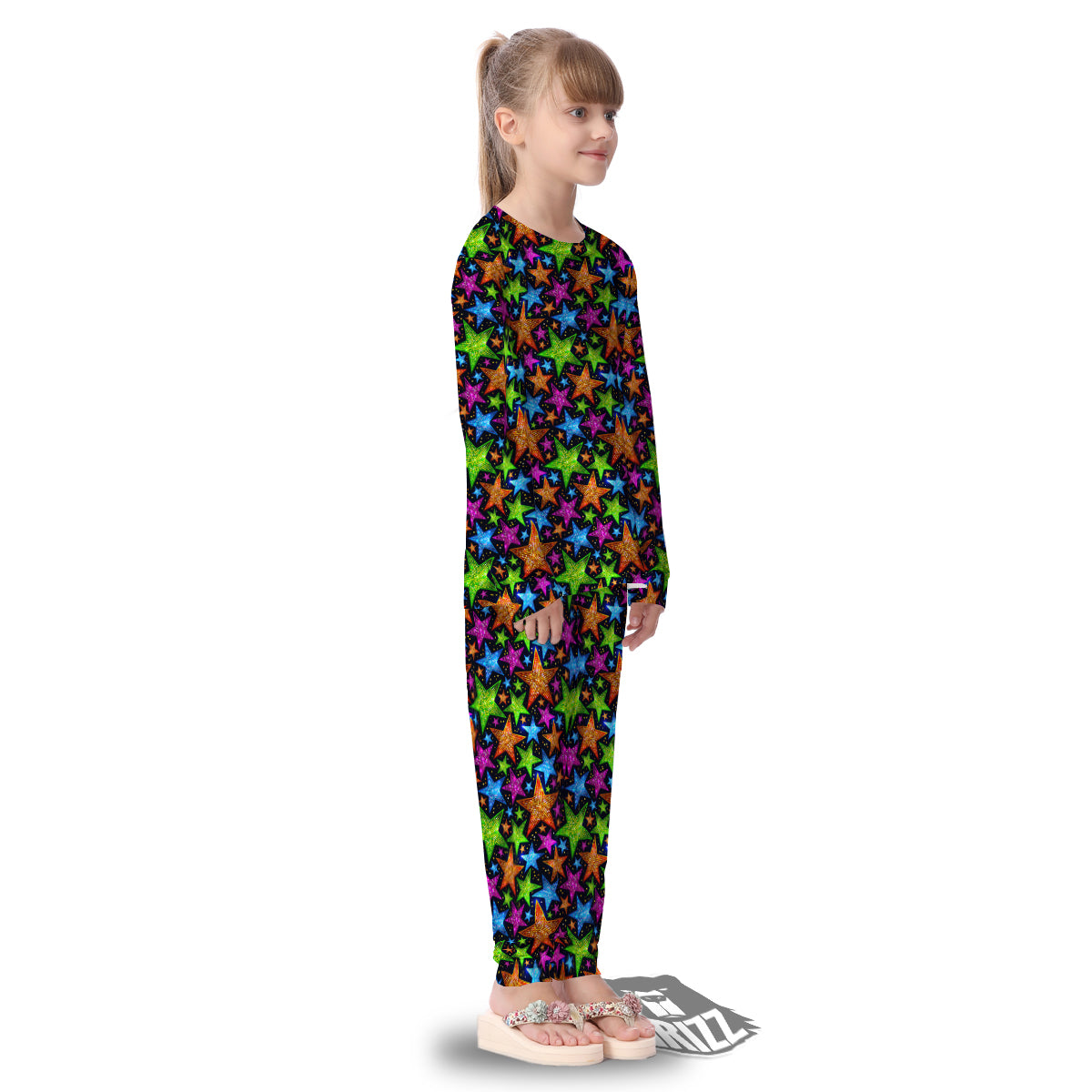 Star Disco Sparkles Print Pattern Kid's Pajamas-grizzshop