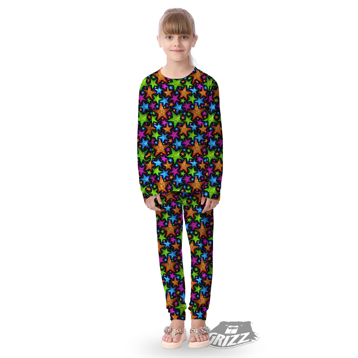 Star Disco Sparkles Print Pattern Kid's Pajamas-grizzshop