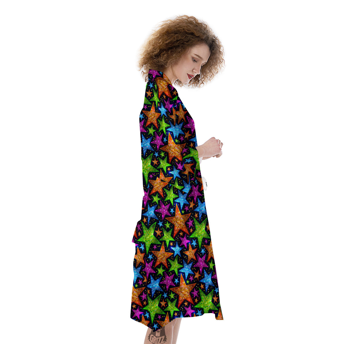Star Disco Sparkles Print Pattern Kimono-grizzshop