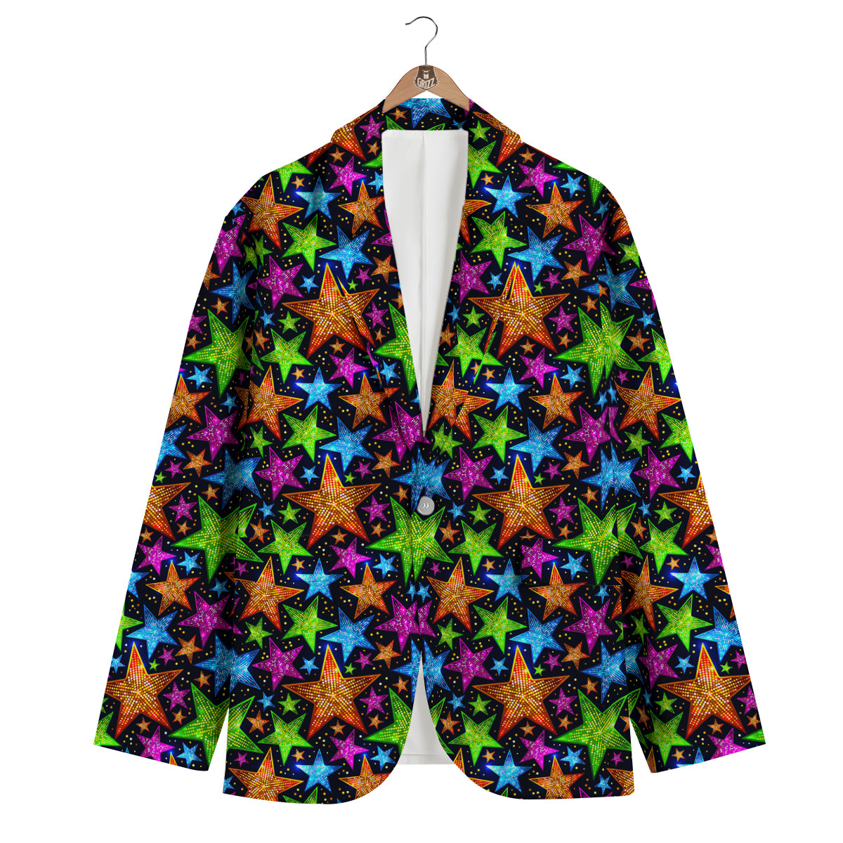 Star Disco Sparkles Print Pattern Men's Blazer-grizzshop
