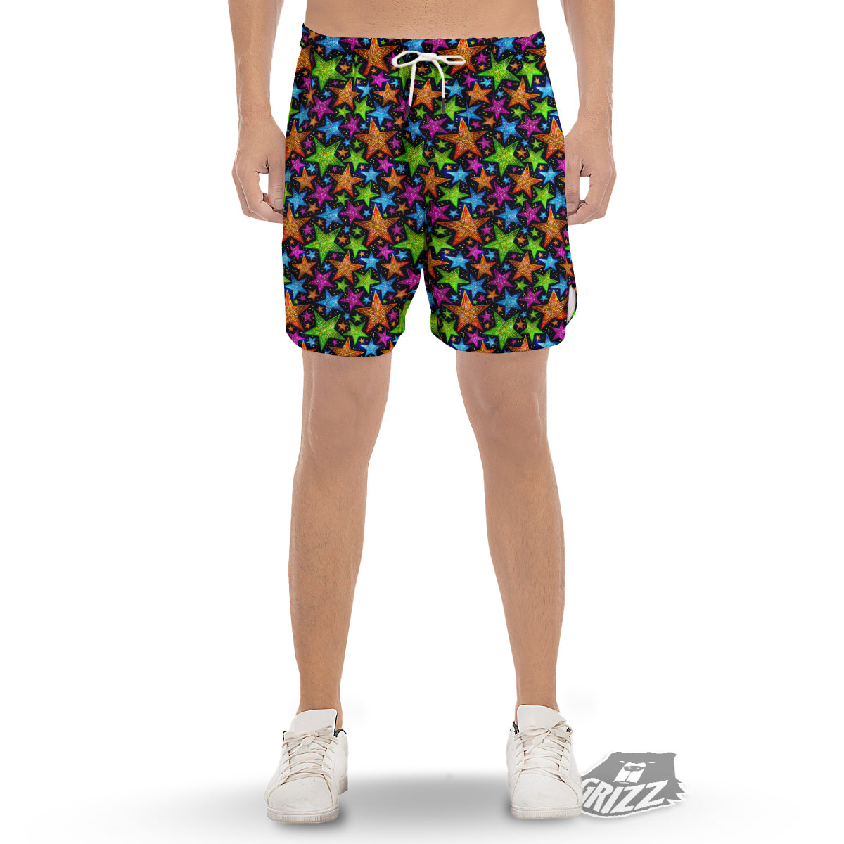 Star Disco Sparkles Print Pattern Men's Gym Shorts-grizzshop