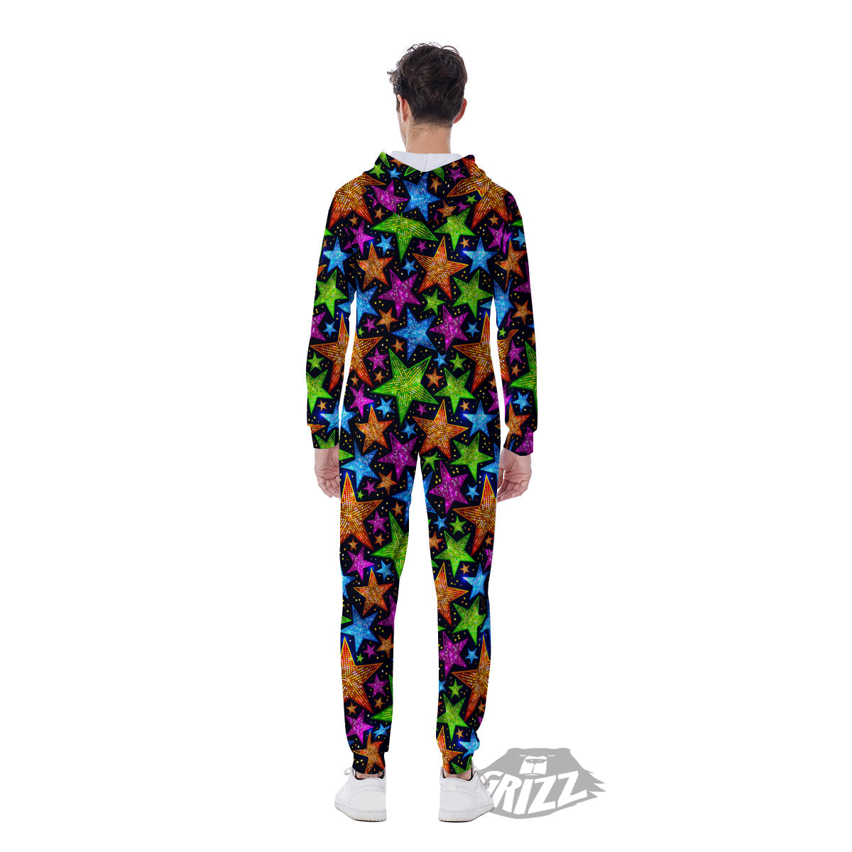 Star Disco Sparkles Print Pattern Men's Jumpsuit-grizzshop