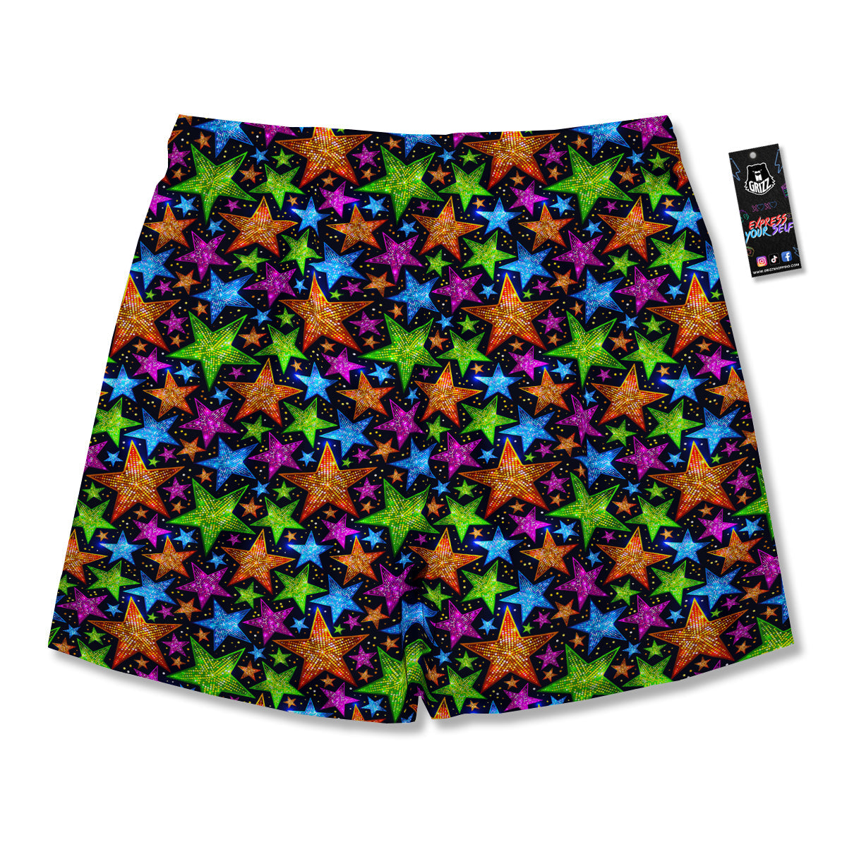 Star Disco Sparkles Print Pattern Men's Running Shorts-grizzshop