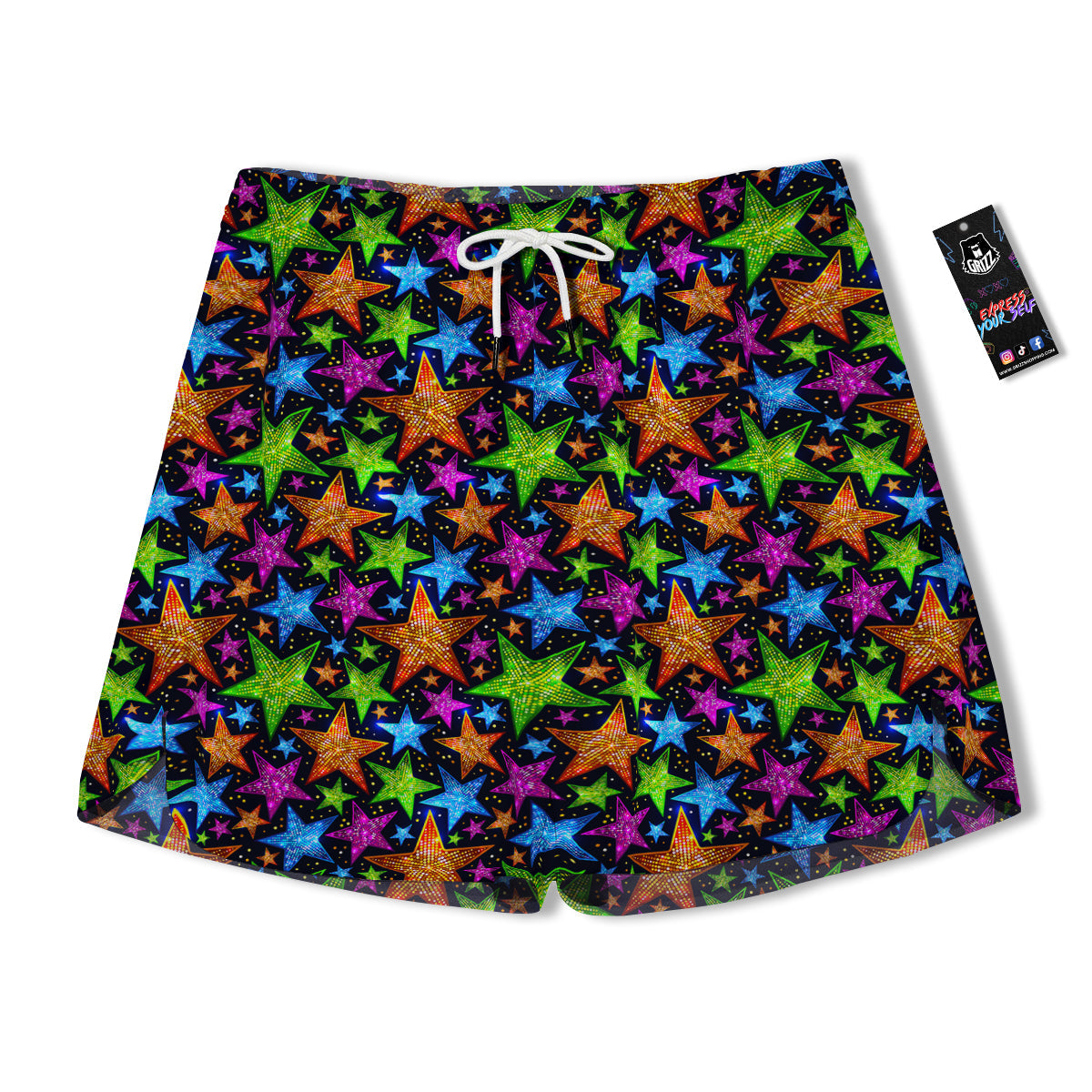Star Disco Sparkles Print Pattern Men's Running Shorts-grizzshop