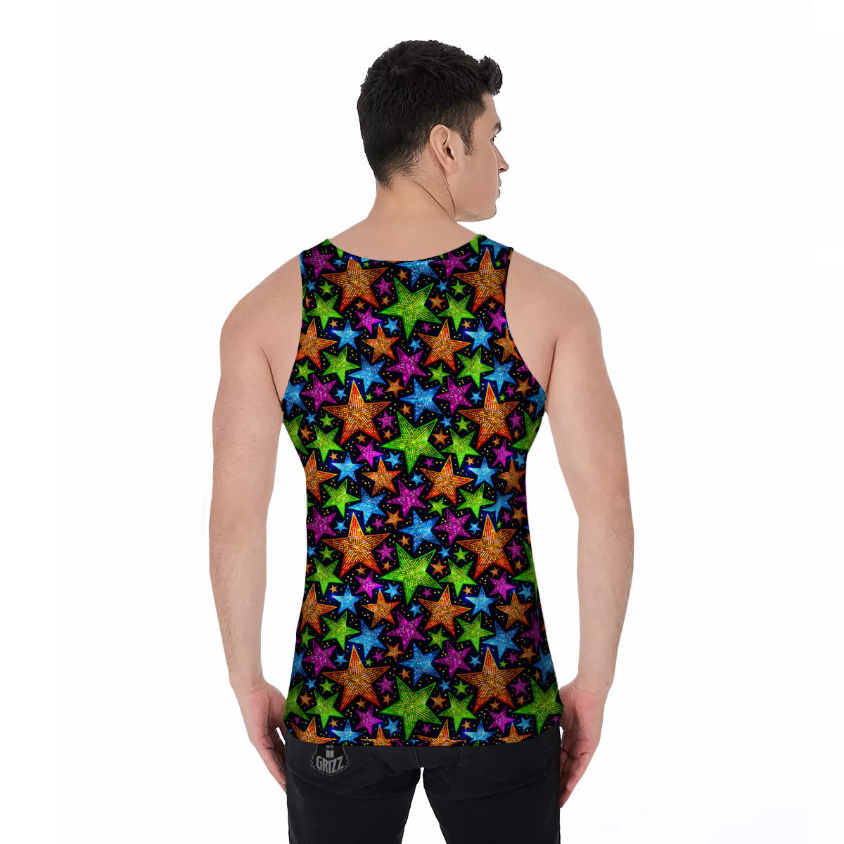 Star Disco Sparkles Print Pattern Men's Tank Top-grizzshop