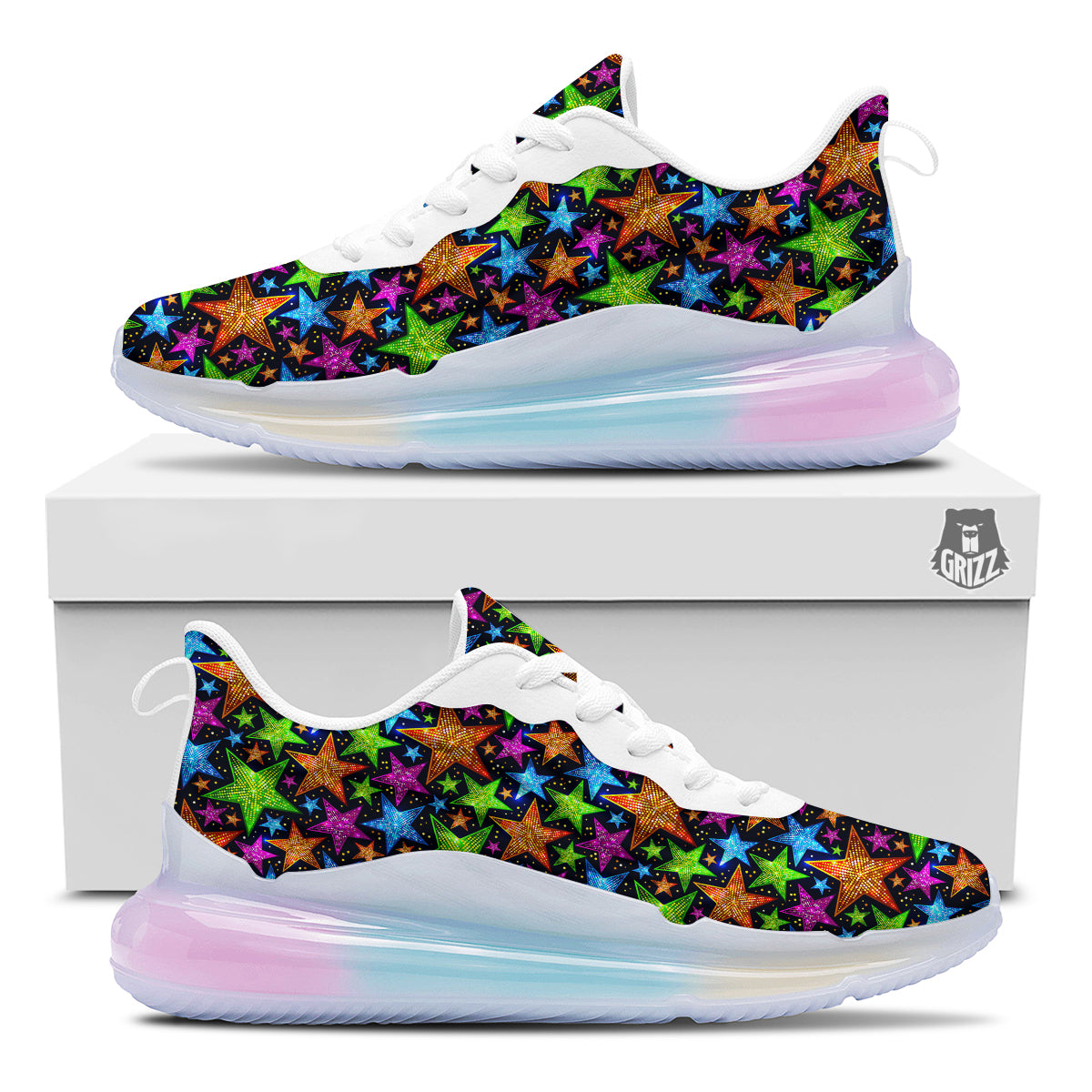 Star Disco Sparkles Print Pattern Running Sneakers-grizzshop