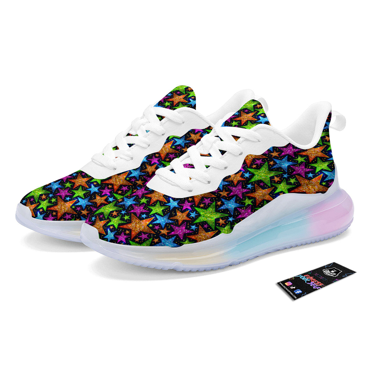 Star Disco Sparkles Print Pattern Running Sneakers-grizzshop
