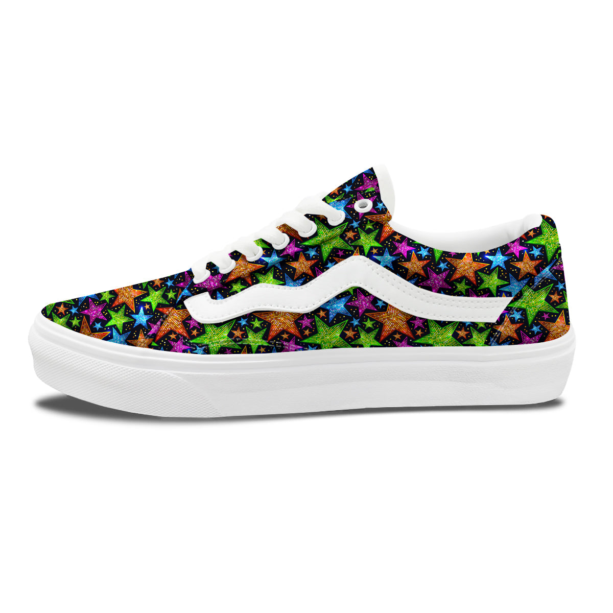 Star Disco Sparkles Print Pattern Skate Shoes-grizzshop