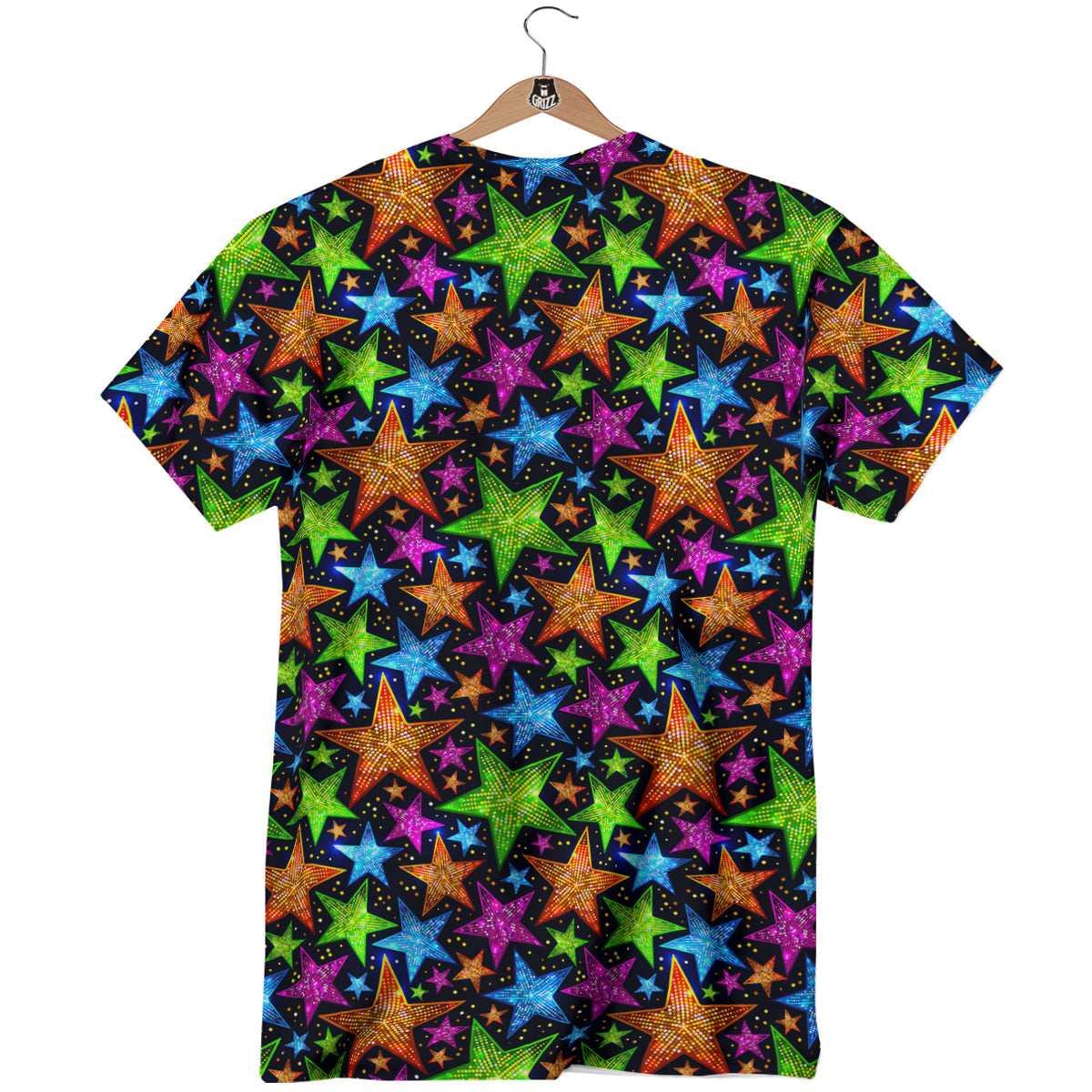 Star Disco Sparkles Print Pattern T-Shirt-grizzshop