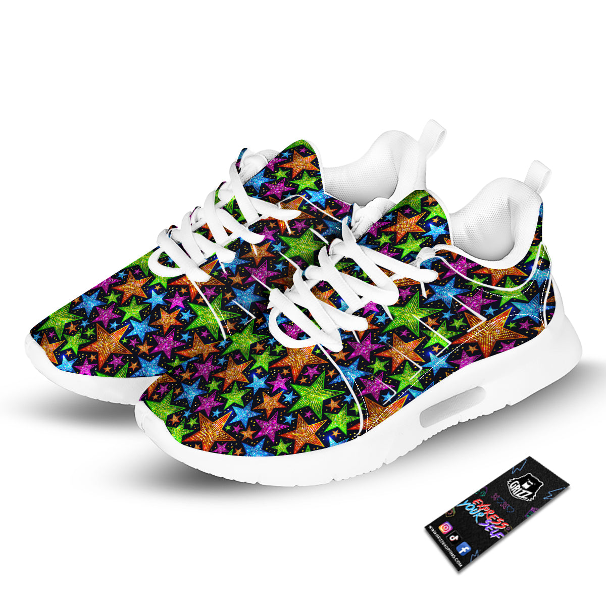 Star Disco Sparkles Print Pattern Tennis Shoes-grizzshop