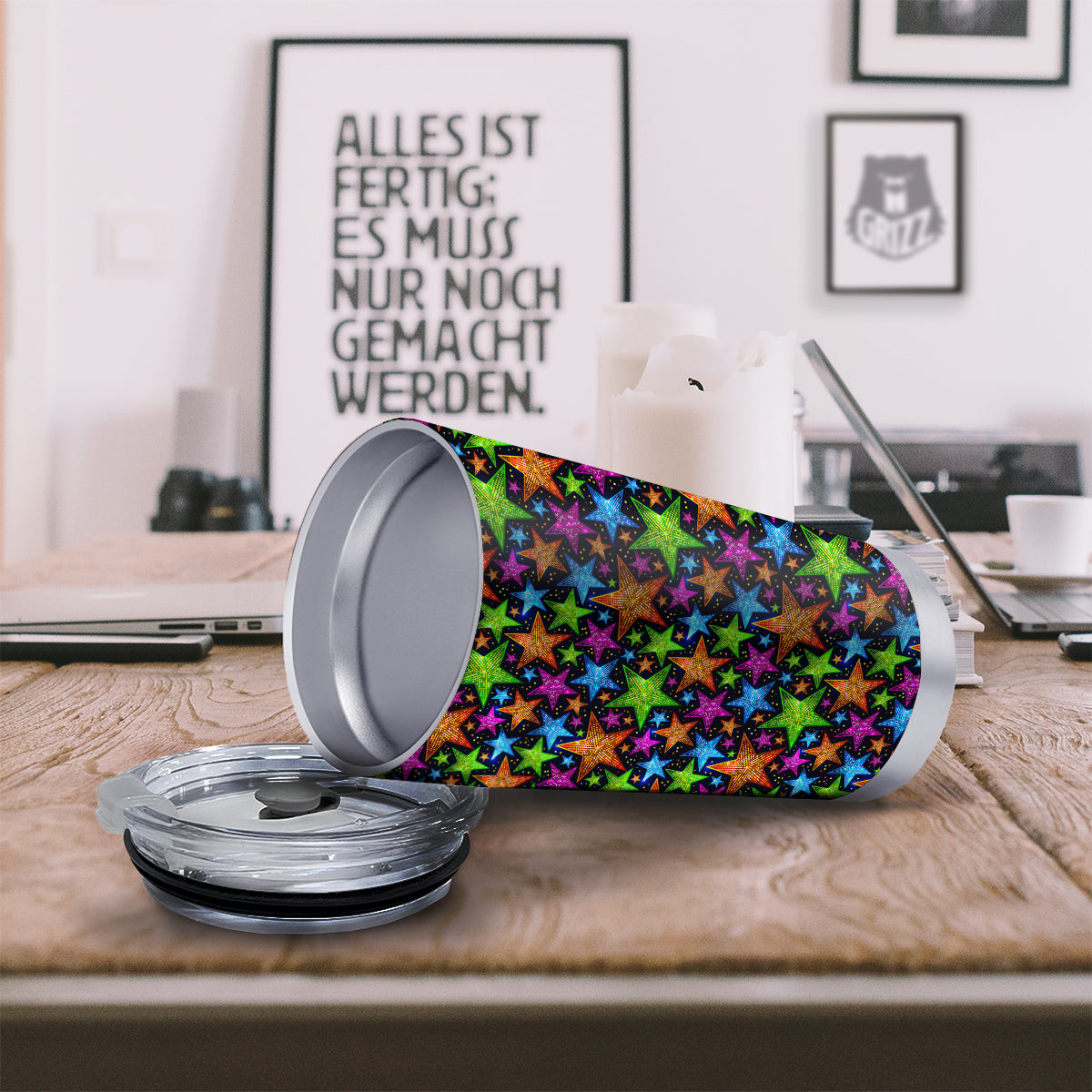 Star Disco Sparkles Print Pattern Tumbler-grizzshop