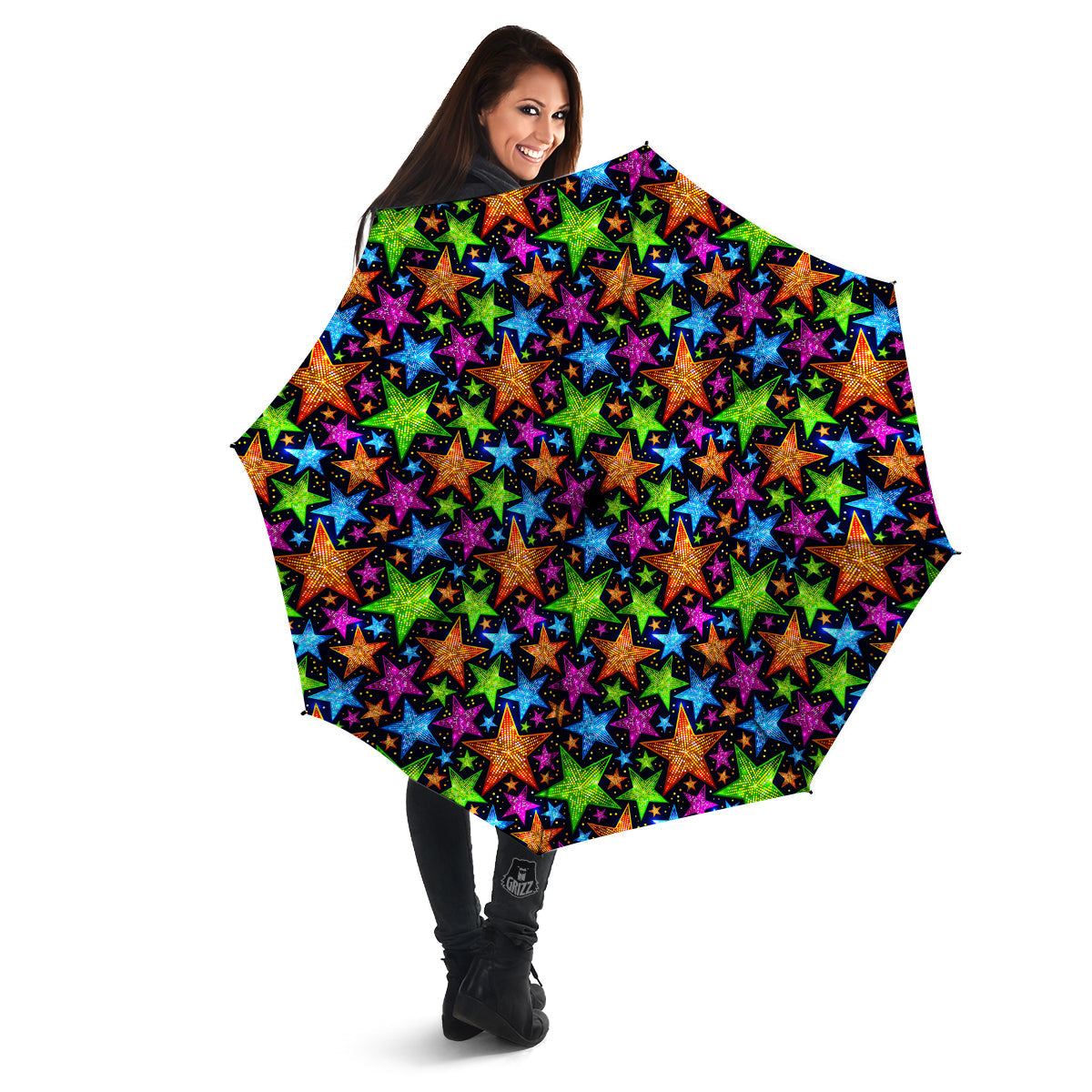 Star Disco Sparkles Print Pattern Umbrella-grizzshop