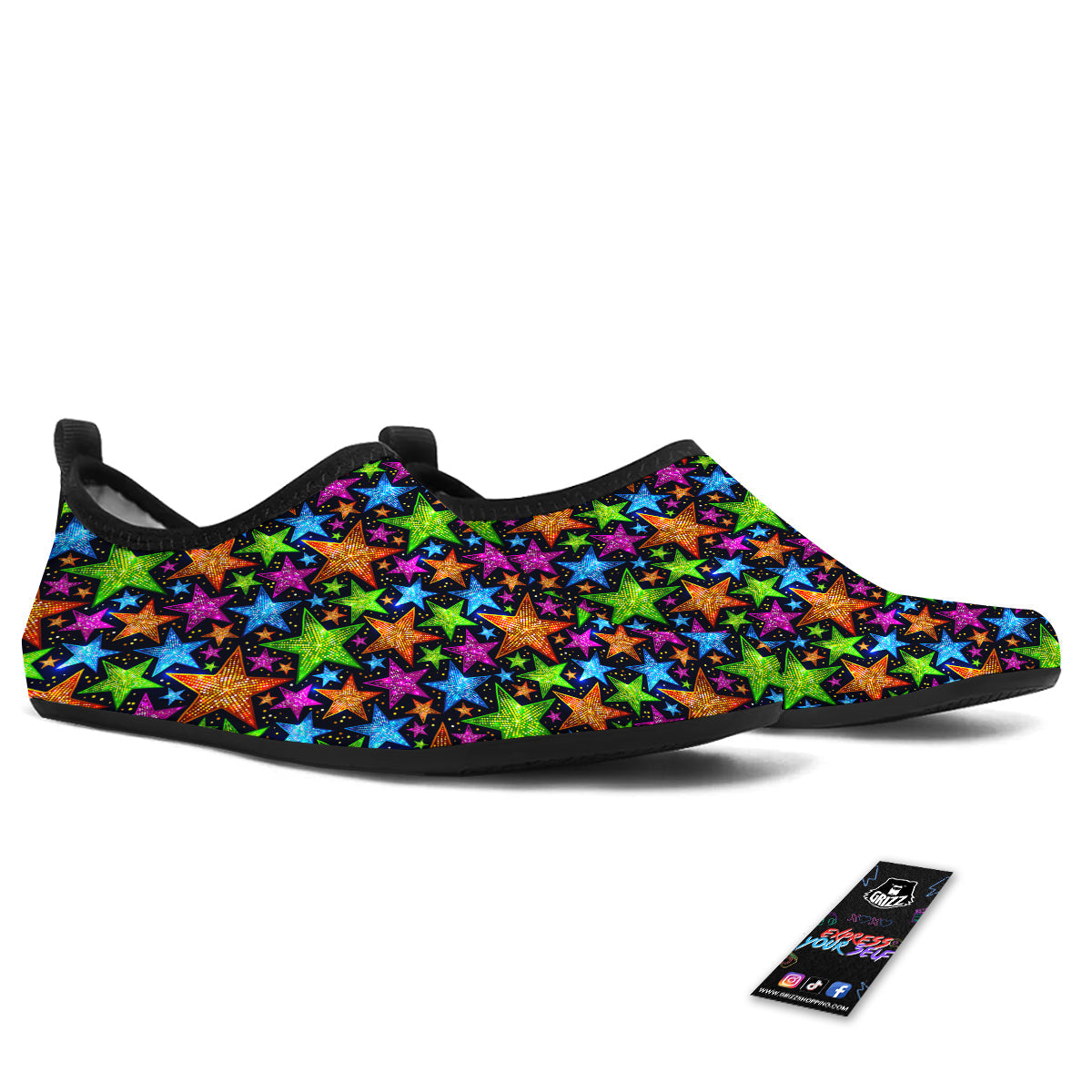 Star Disco Sparkles Print Pattern Water Shoes-grizzshop