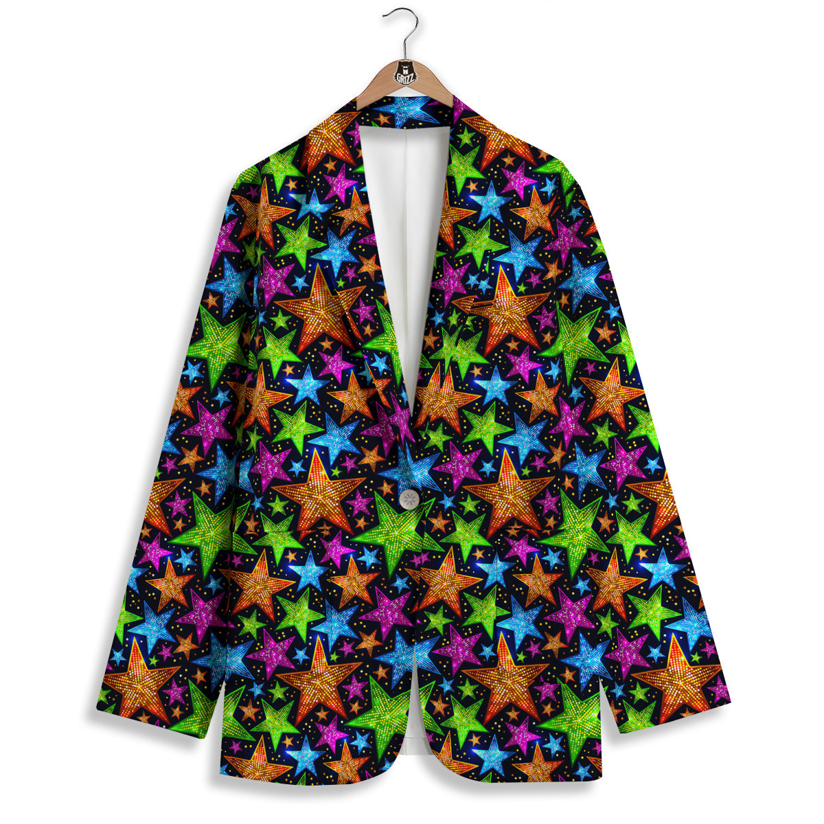 Star Disco Sparkles Print Pattern Women's Blazer-grizzshop