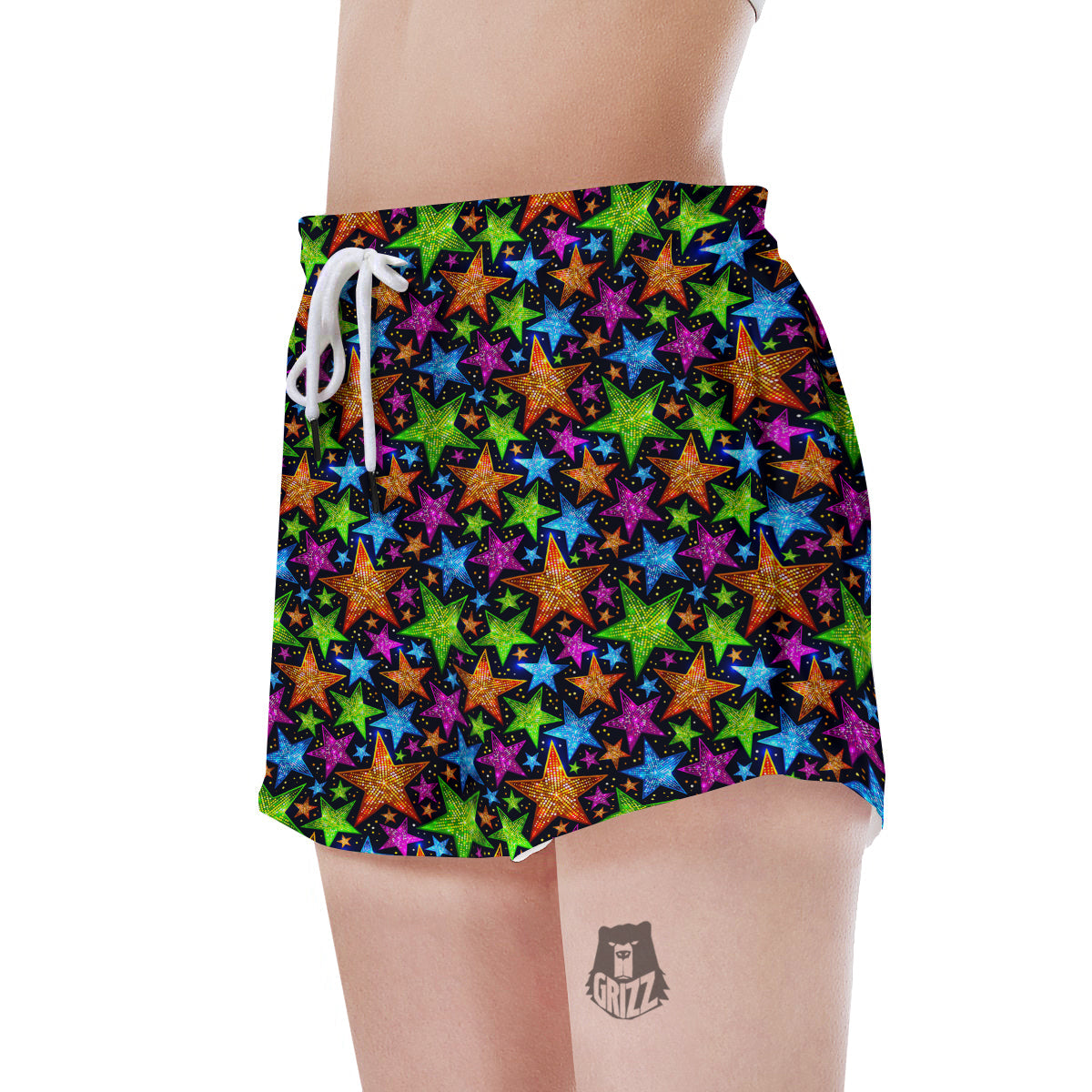 Star Disco Sparkles Print Pattern Women's Shorts-grizzshop