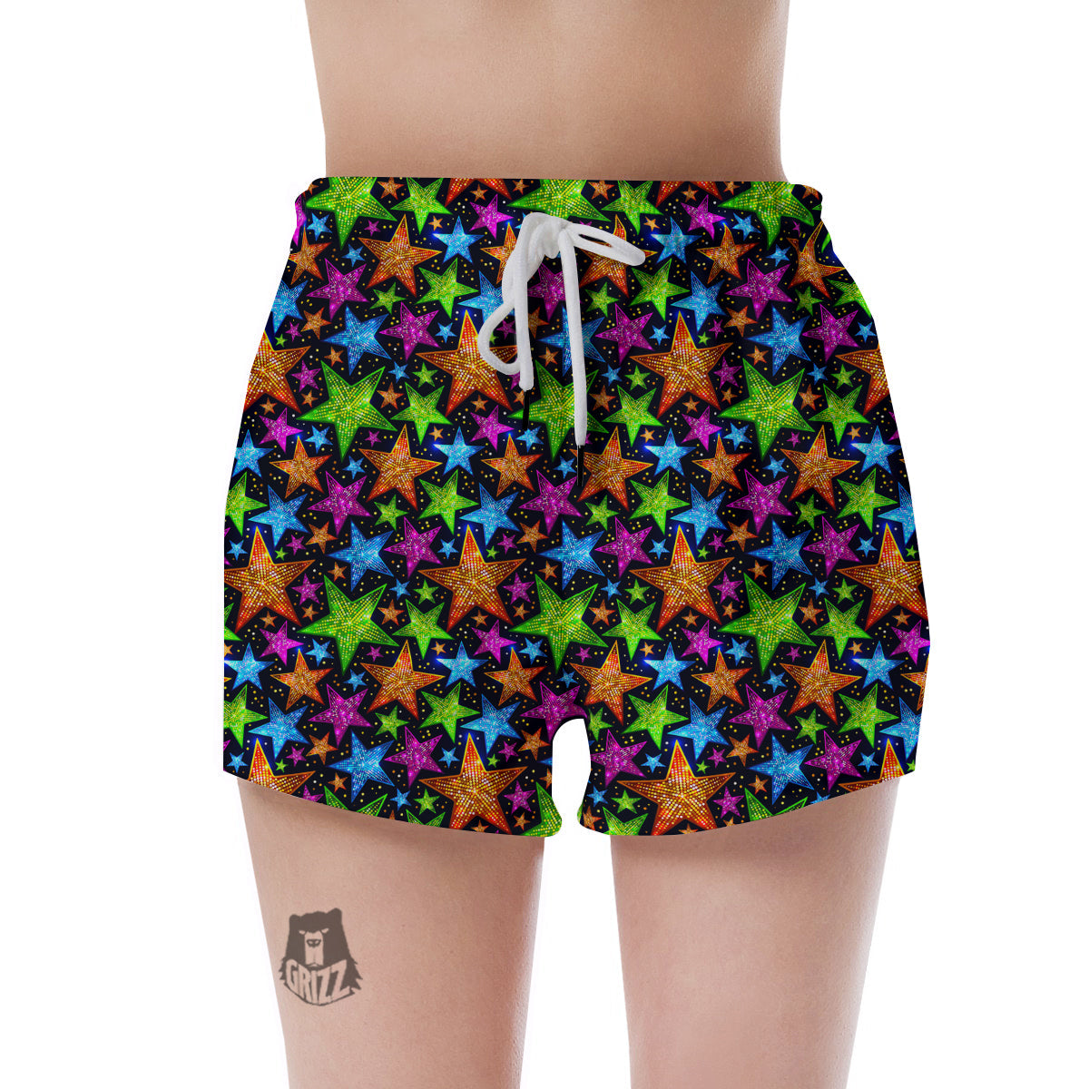 Star Disco Sparkles Print Pattern Women's Shorts-grizzshop