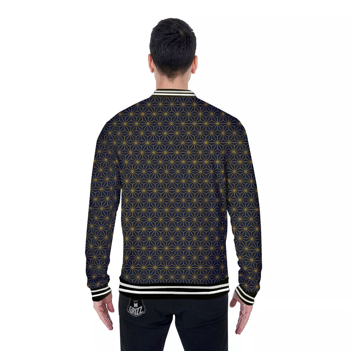 Star Geometric Print Pattern Baseball Jacket-grizzshop
