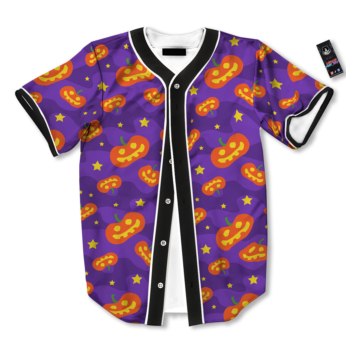 Star Halloween Print Pattern Baseball Jersey-grizzshop