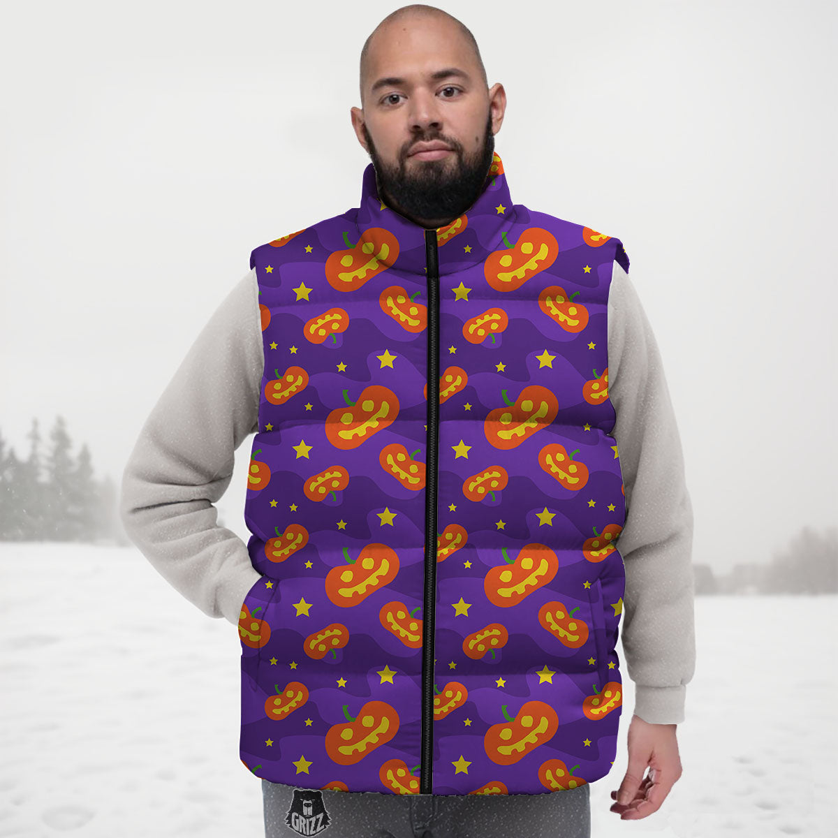 Star Halloween Print Pattern Down Vest