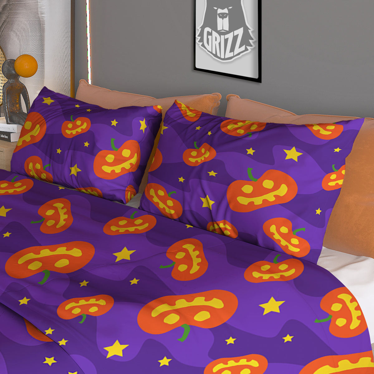 Star Halloween Print Pattern Duvet Cover Bedding Set