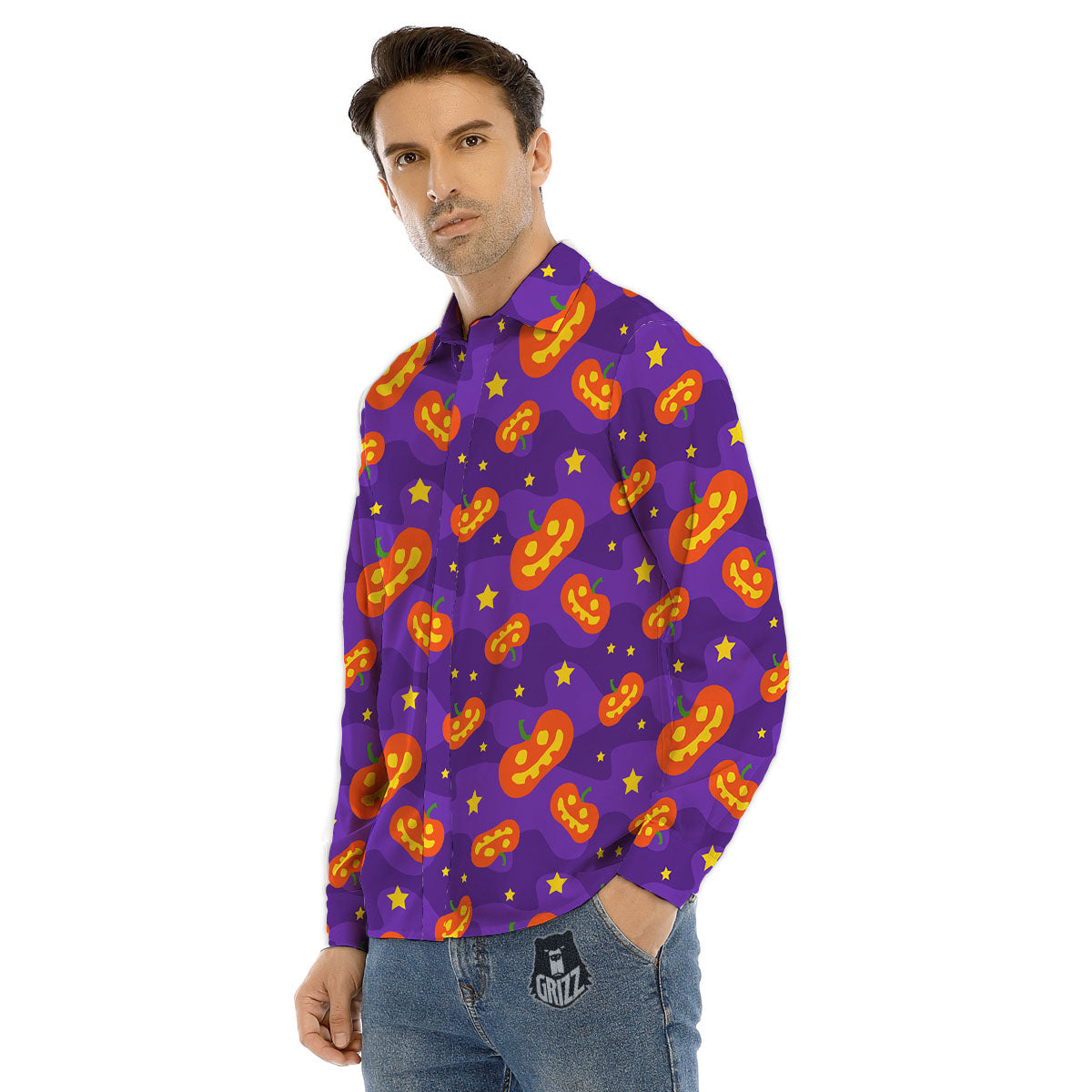 Star Halloween Print Pattern Men's Dress Shirts-grizzshop