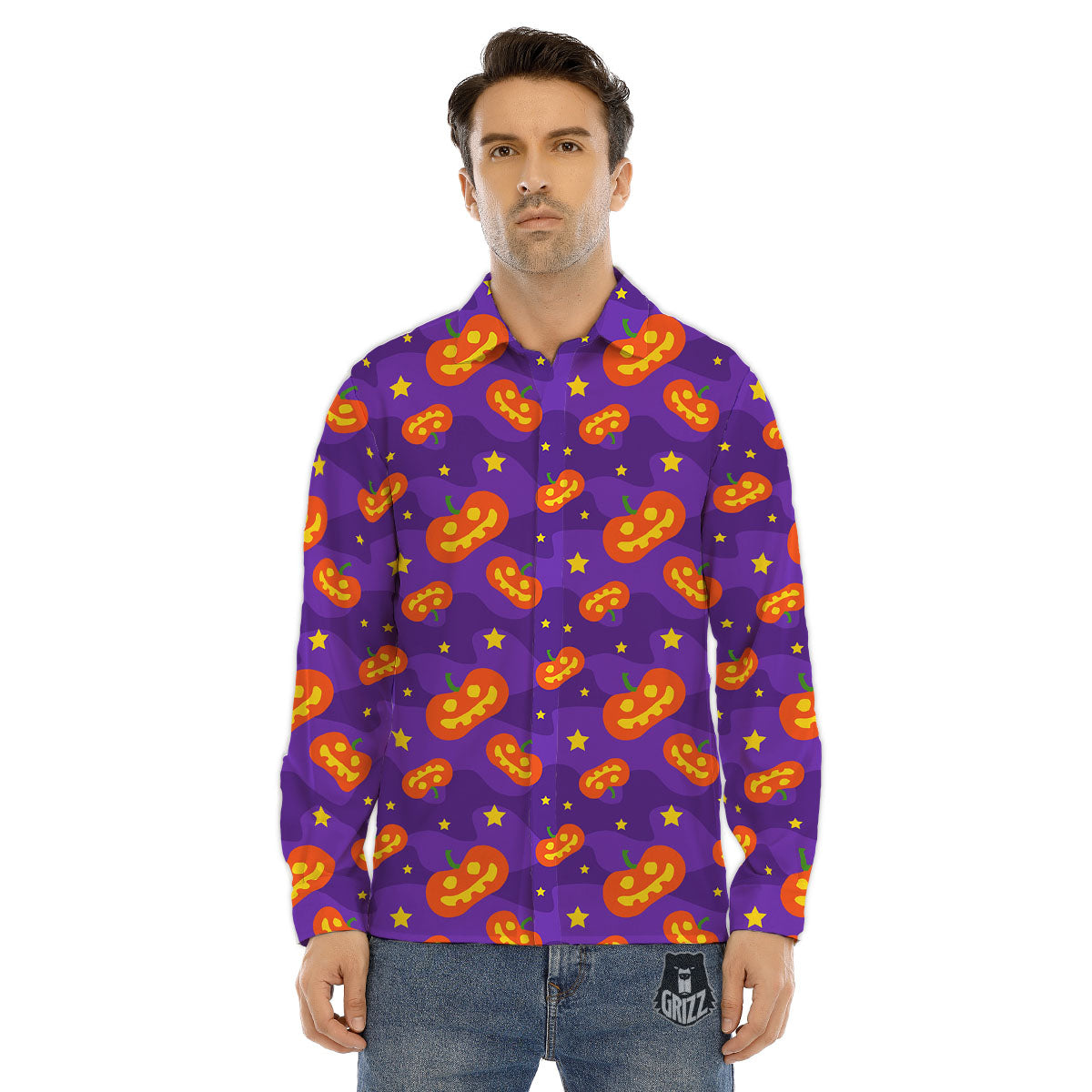 Star Halloween Print Pattern Men's Dress Shirts-grizzshop