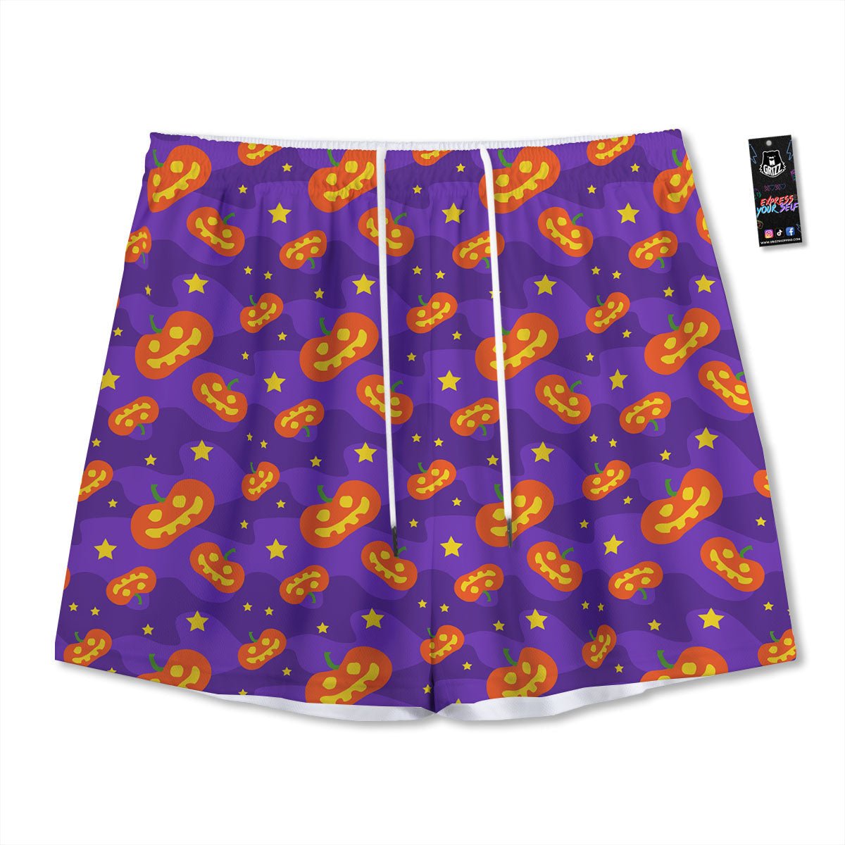 Star Halloween Print Pattern Mesh Shorts