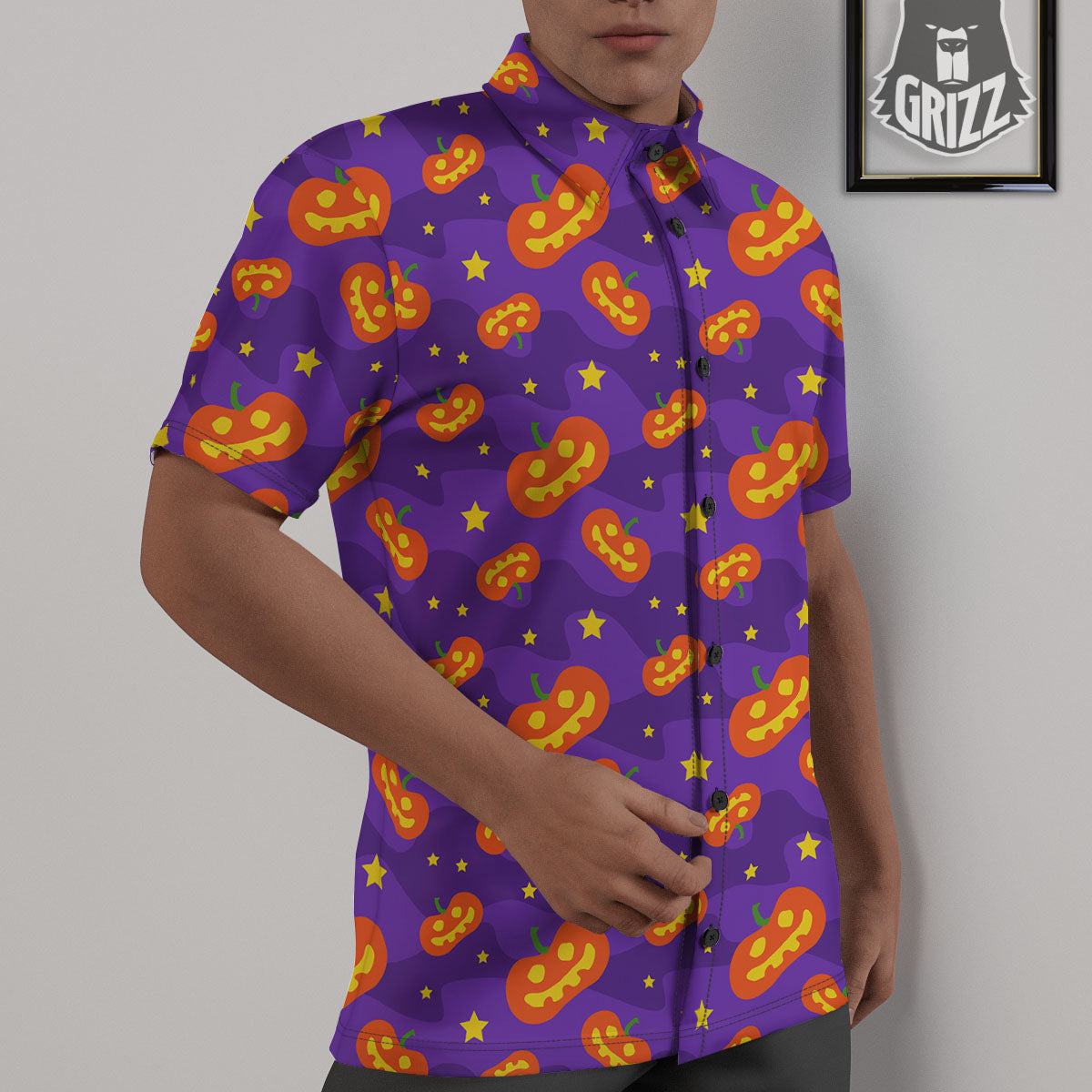 Star Halloween Print Pattern Untucked Shirts-grizzshop