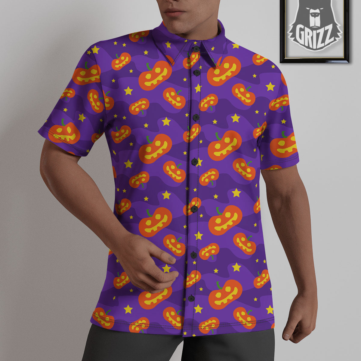Star Halloween Print Pattern Untucked Shirts-grizzshop