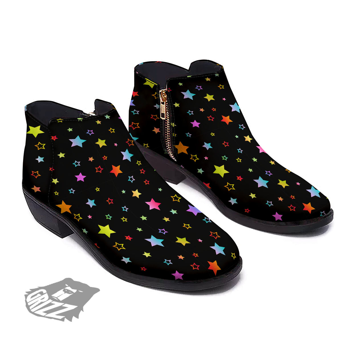 Star Lights Print Pattern Ankle Boots-grizzshop