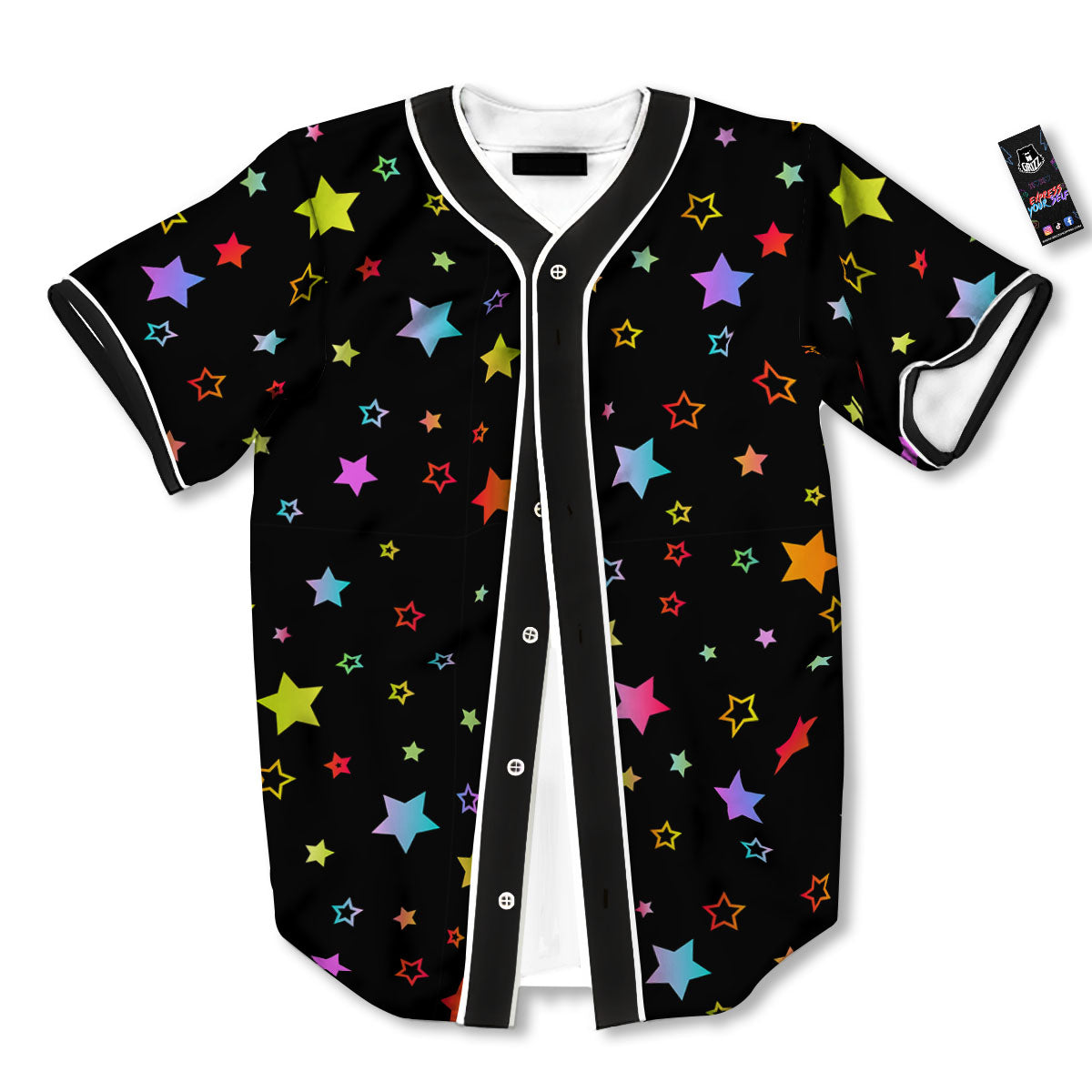 Star Lights Print Pattern Baseball Jersey-grizzshop