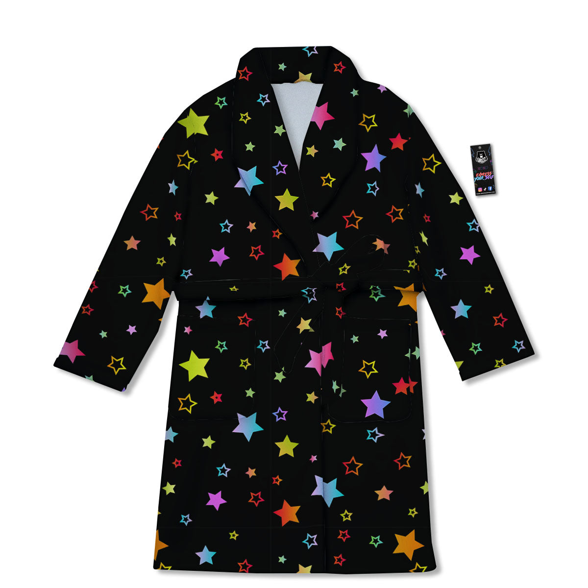Star Lights Print Pattern Bathrobe-grizzshop