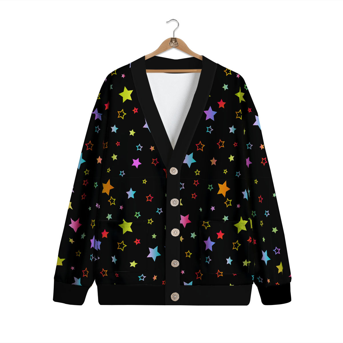 Star Lights Print Pattern Cardigan-grizzshop