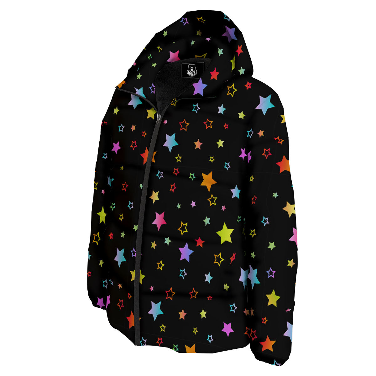 Star Lights Print Pattern Down Jacket-grizzshop