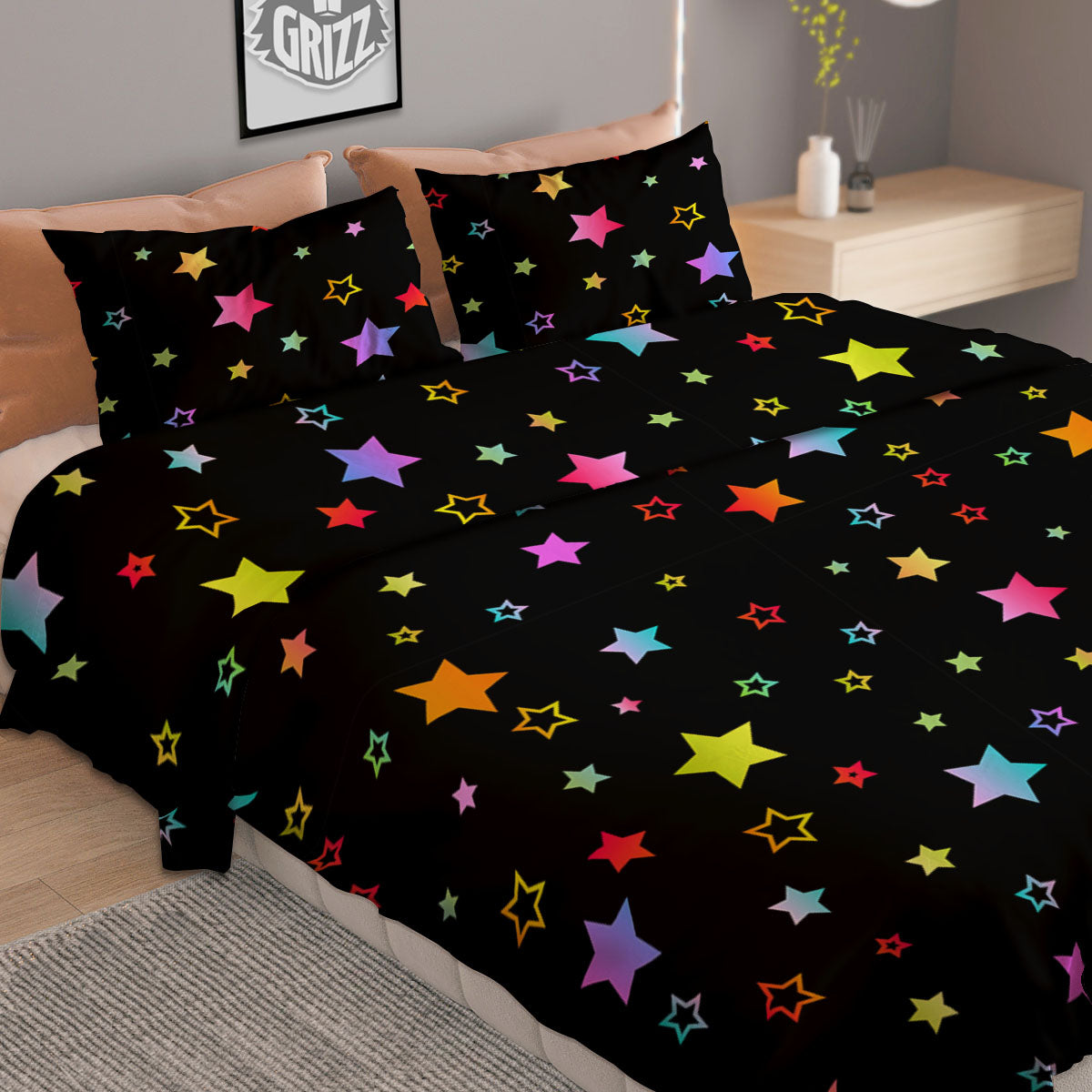 Star Lights Print Pattern Duvet Cover Bedding Set