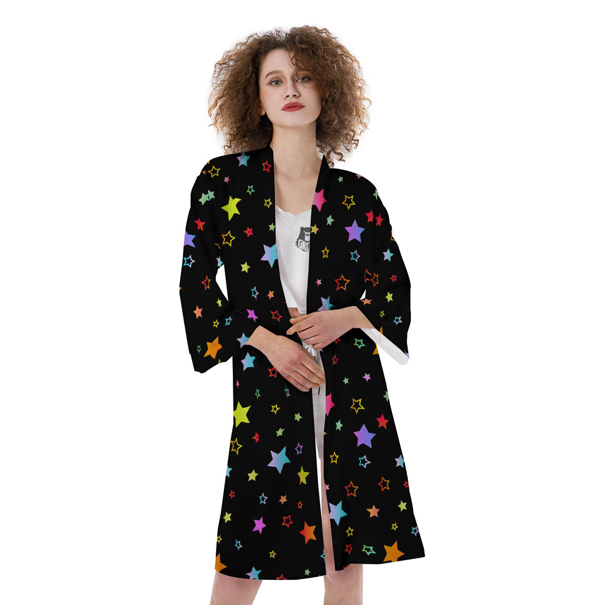 Star Lights Print Pattern Kimono-grizzshop