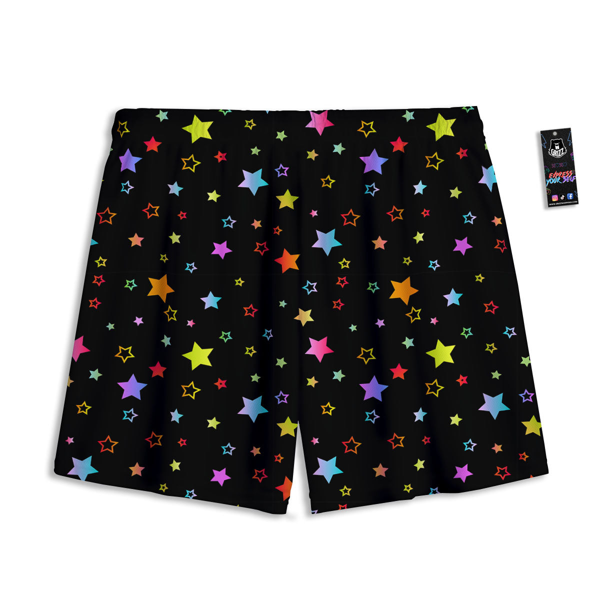 Star Lights Print Pattern Mesh Shorts