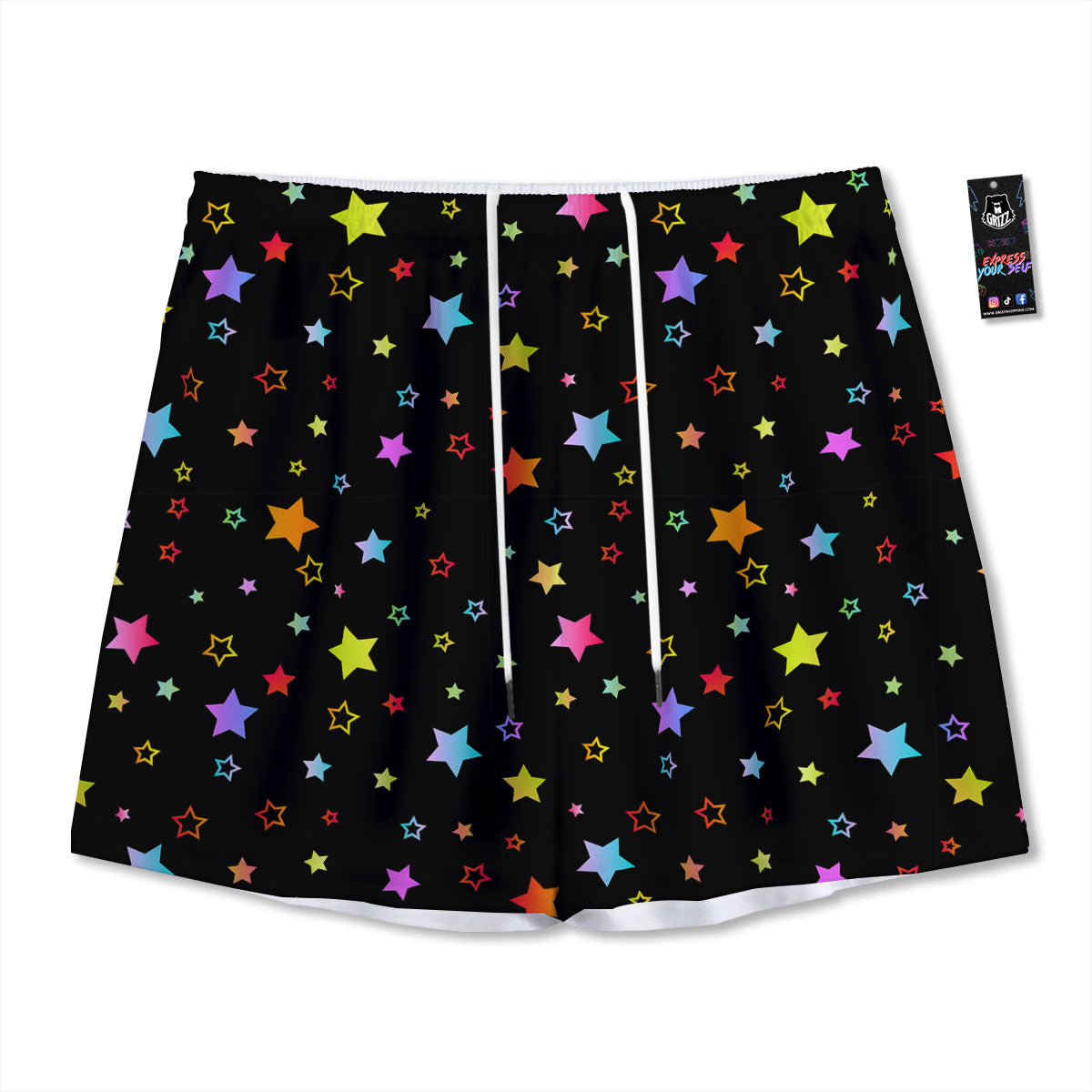 Star Lights Print Pattern Mesh Shorts