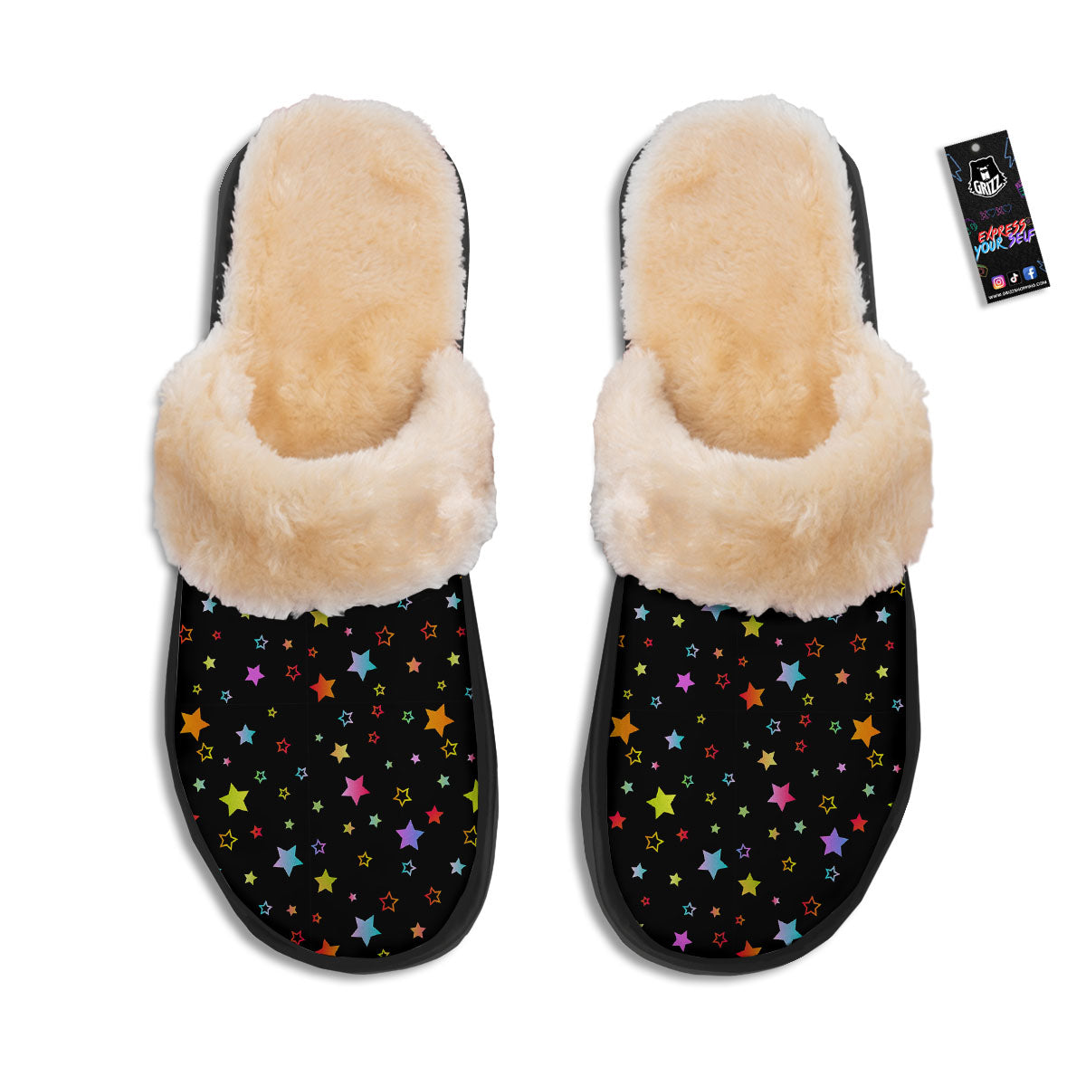Star Lights Print Pattern Slippers-grizzshop