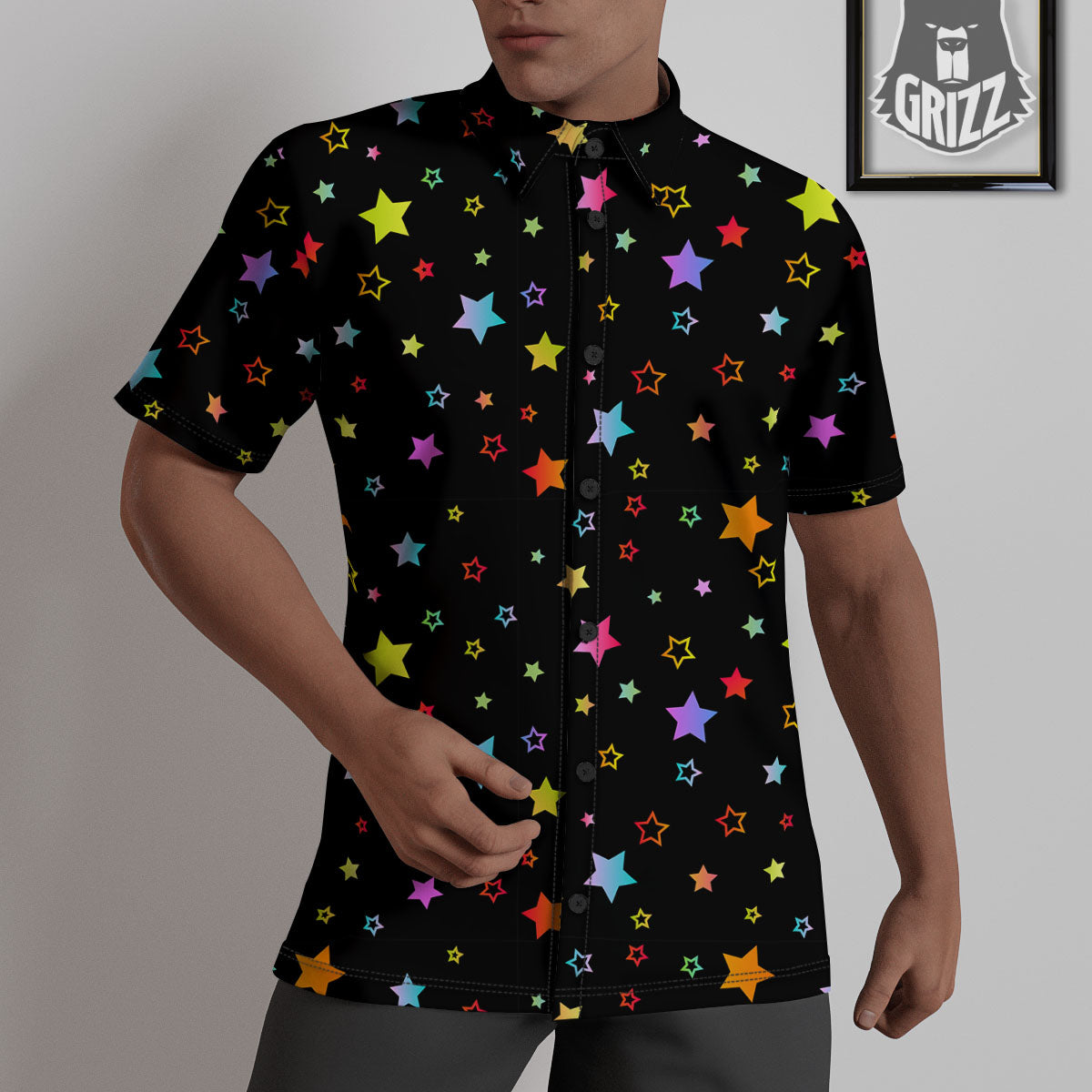Star Lights Print Pattern Untucked Shirts-grizzshop