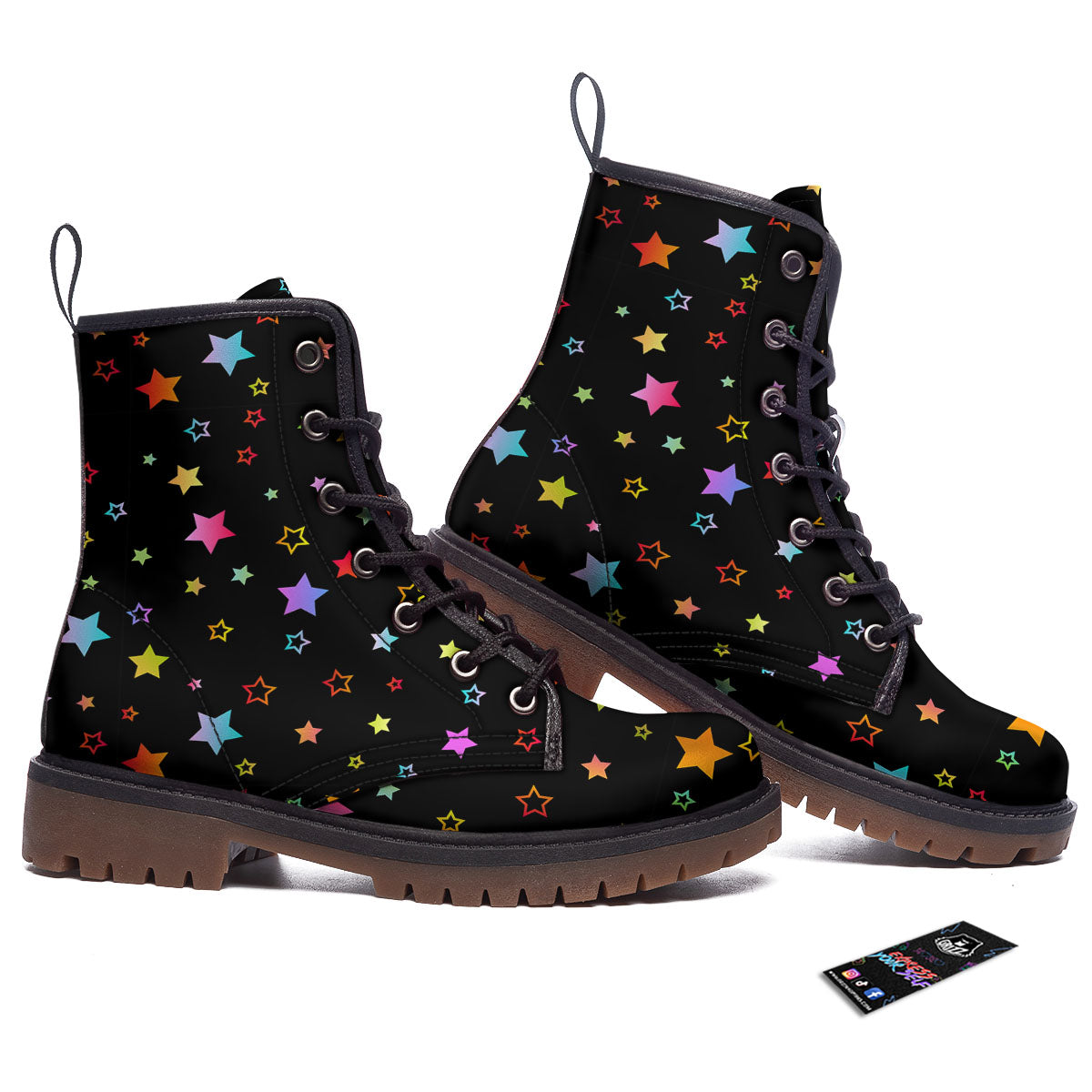 Star Lights Print Pattern Work Boots-grizzshop
