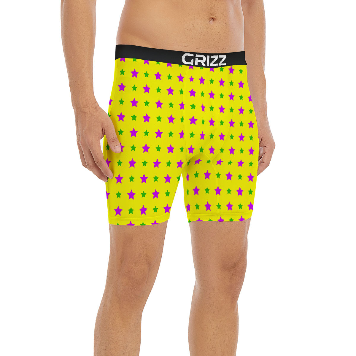 Star Mardi Gras Print Pattern Boxer Briefs-grizzshop