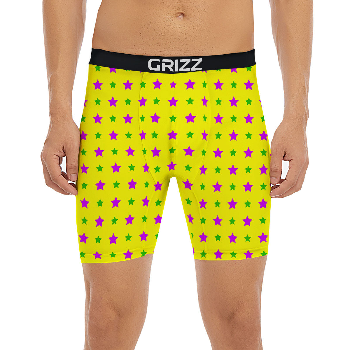 Star Mardi Gras Print Pattern Boxer Briefs-grizzshop