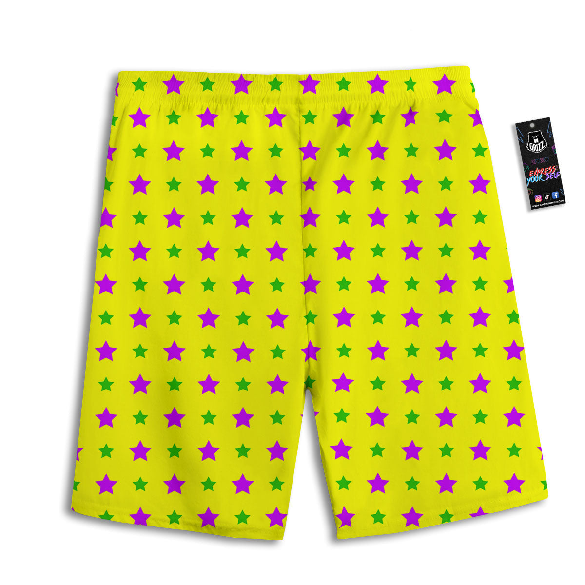 Star Mardi Gras Print Pattern Men's Athletic Shorts