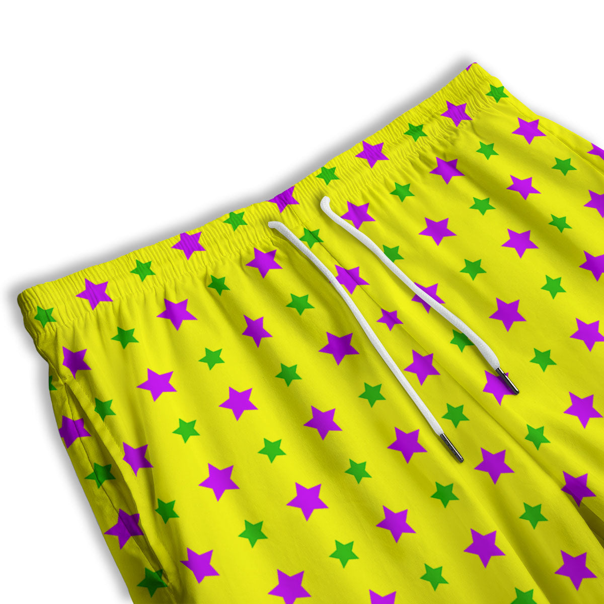 Star Mardi Gras Print Pattern Men's Athletic Shorts