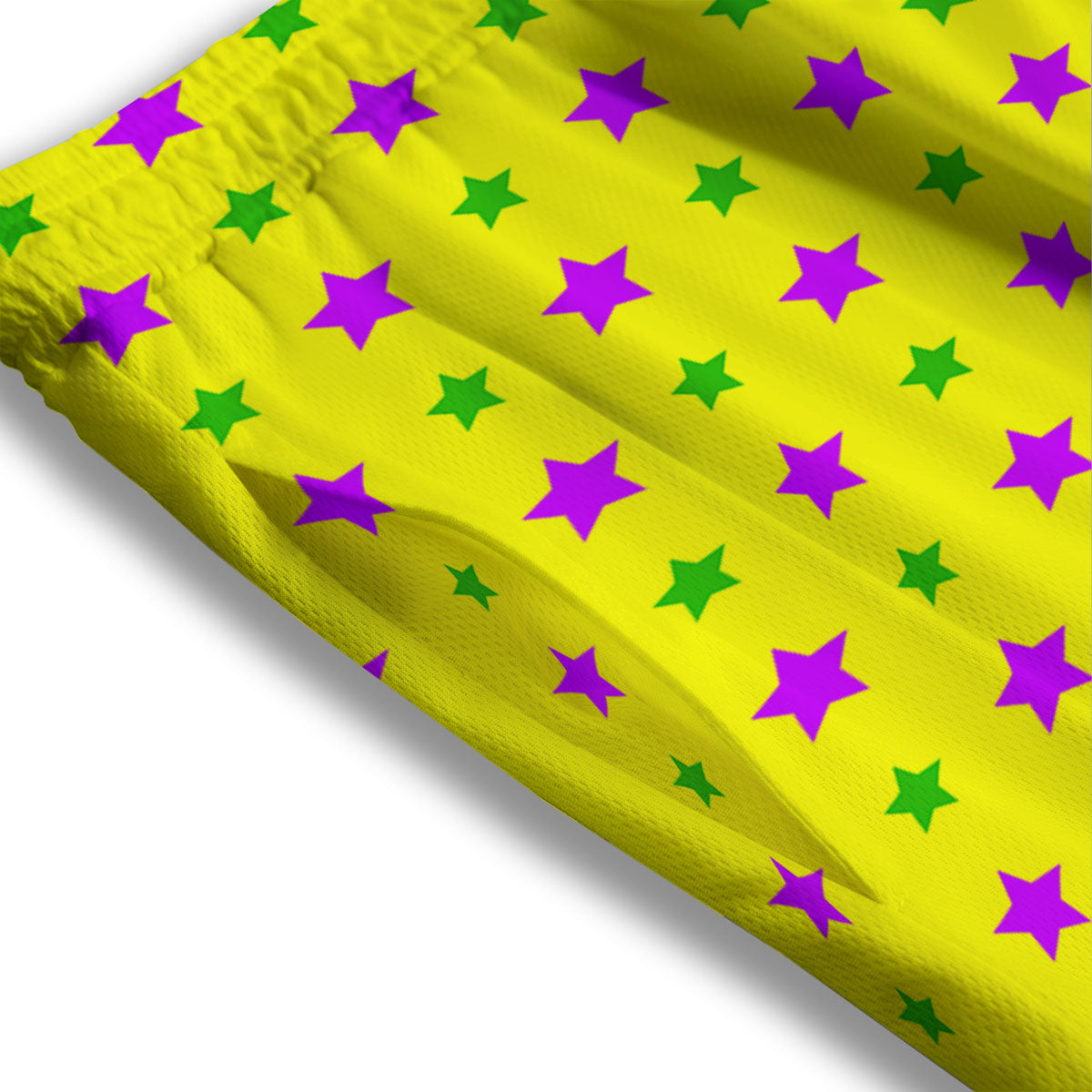 Star Mardi Gras Print Pattern Mesh Shorts